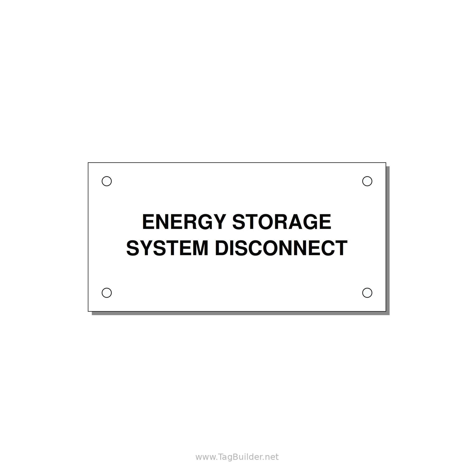 4.0x2.0" Disconnect Switch Label - ENERGY STORAGE SYSTEM DIS — 4x2" Black on White, Holes