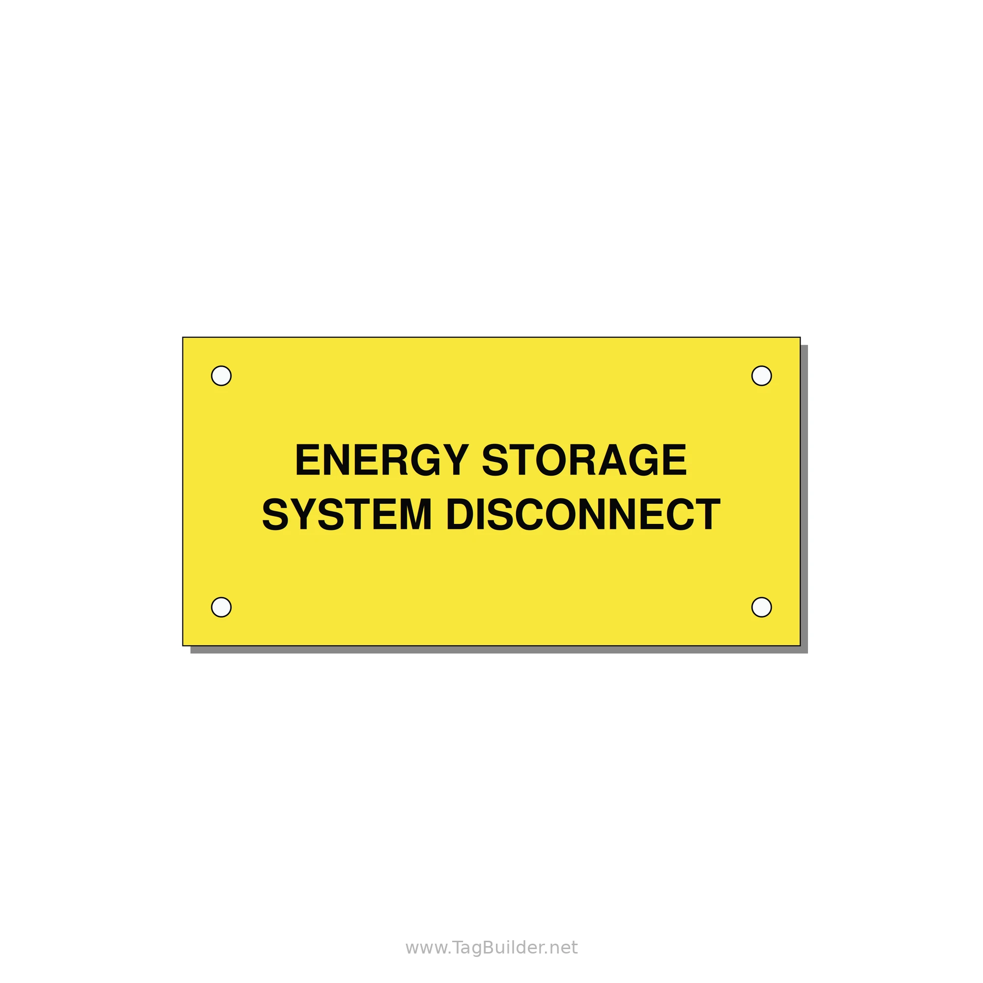 4.0x2.0" Disconnect Switch Label - ENERGY STORAGE SYSTEM DIS — 4x2" Black on Yellow, Holes