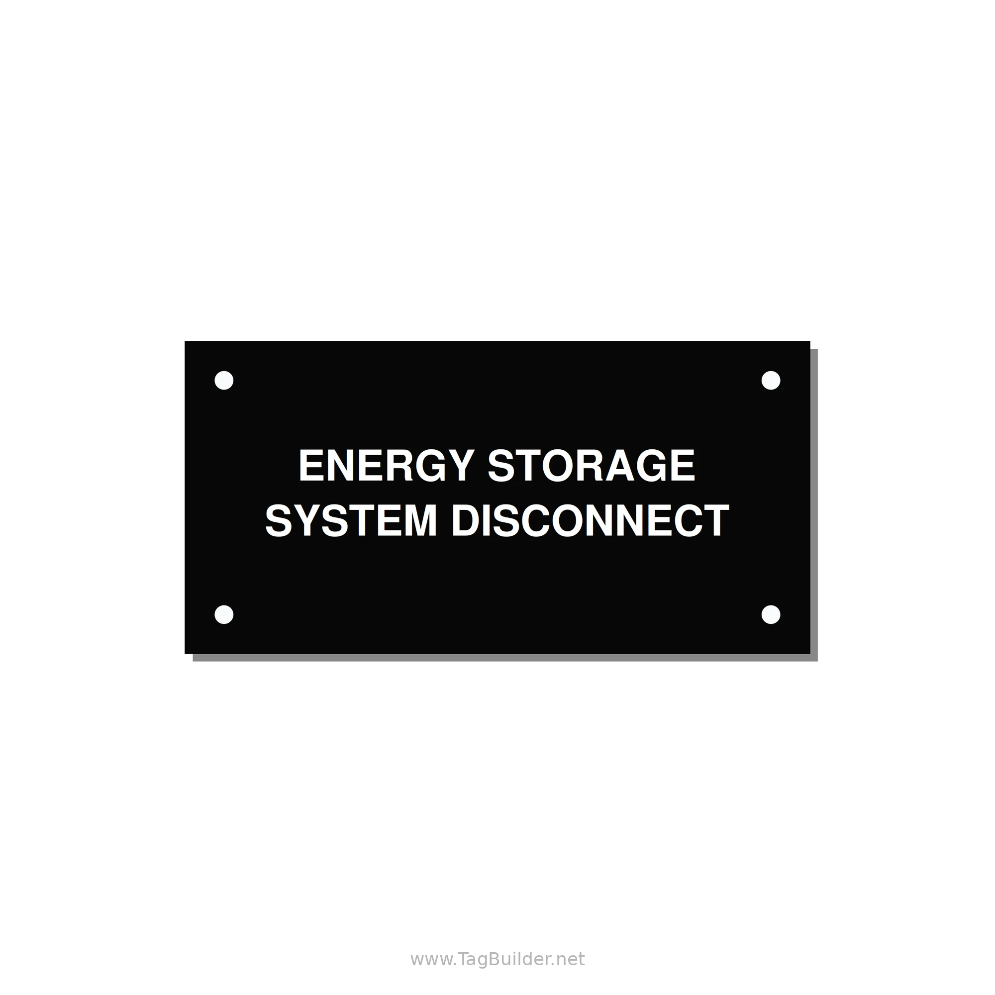 4.0x2.0" Disconnect Switch Label - ENERGY STORAGE SYSTEM DIS — 4x2" White on Black, Holes