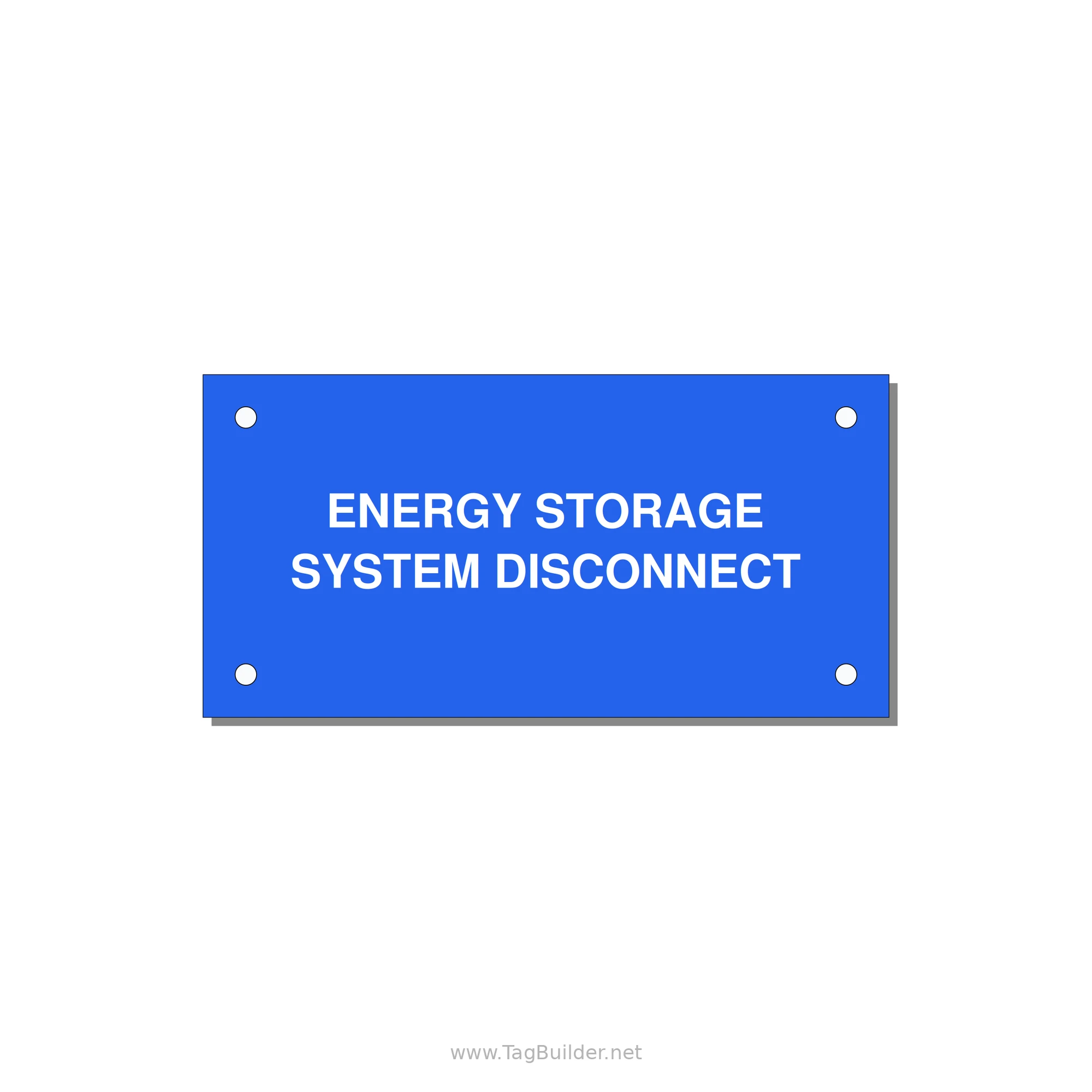 4.0x2.0" Disconnect Switch Label - ENERGY STORAGE SYSTEM DIS — 4x2" White on Blue, Holes