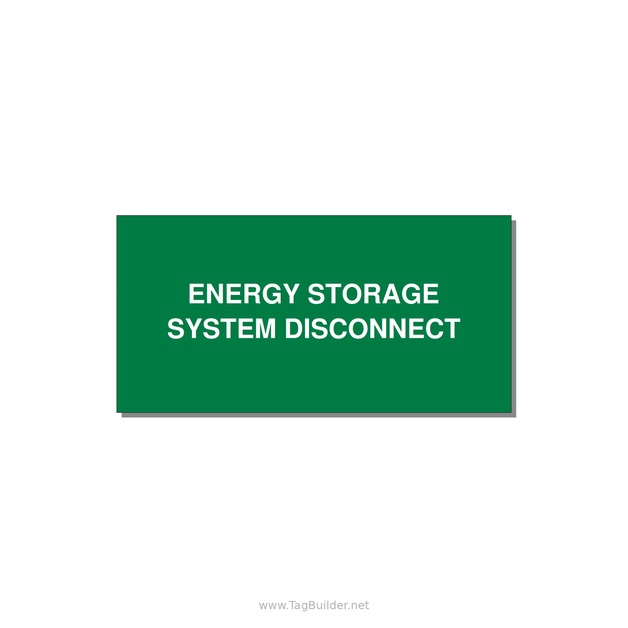 4.0x2.0" Disconnect Switch Label - ENERGY STORAGE SYSTEM DIS — 4x2" White on Green, Adhesive