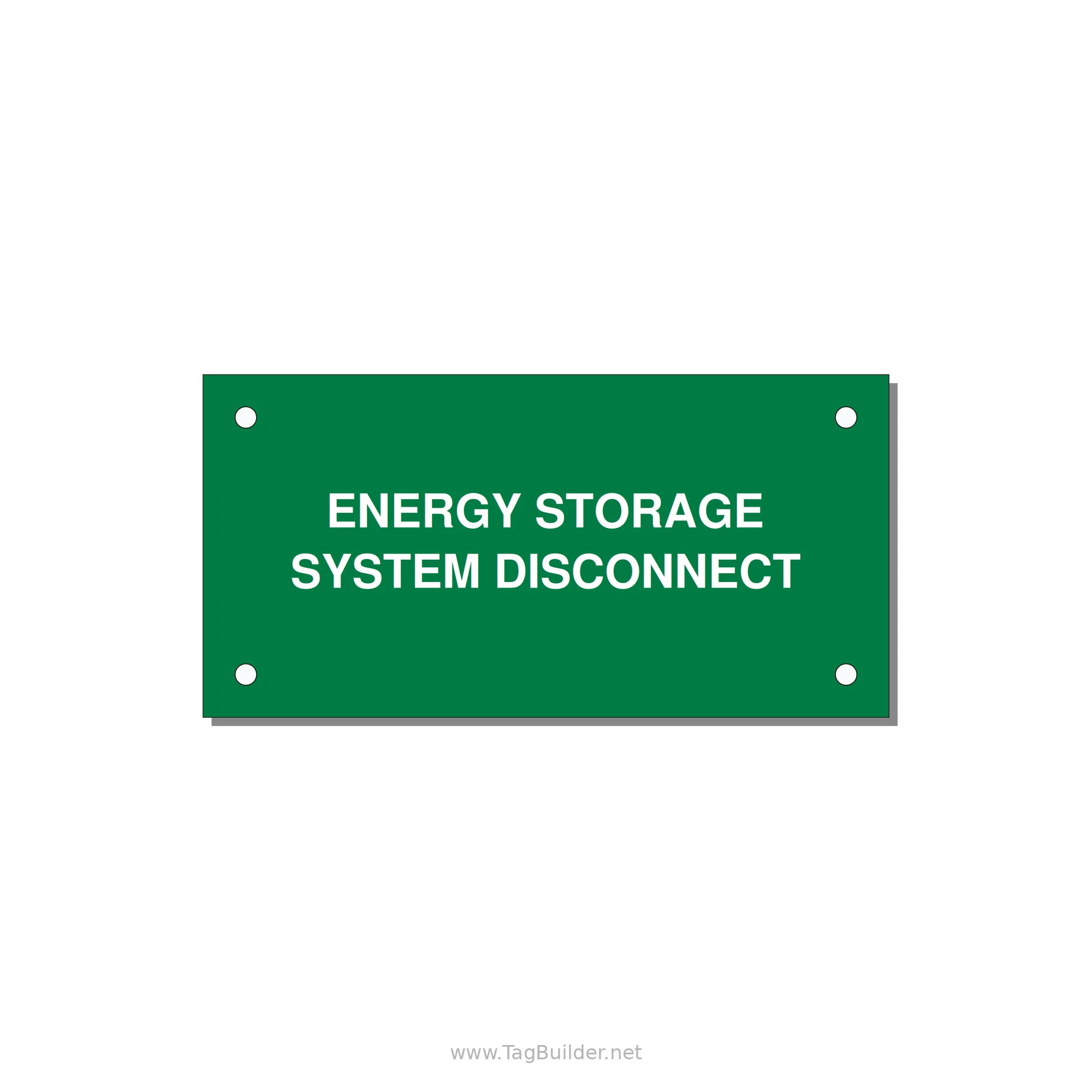 4.0x2.0" Disconnect Switch Label - ENERGY STORAGE SYSTEM DIS — 4x2" White on Green, Holes