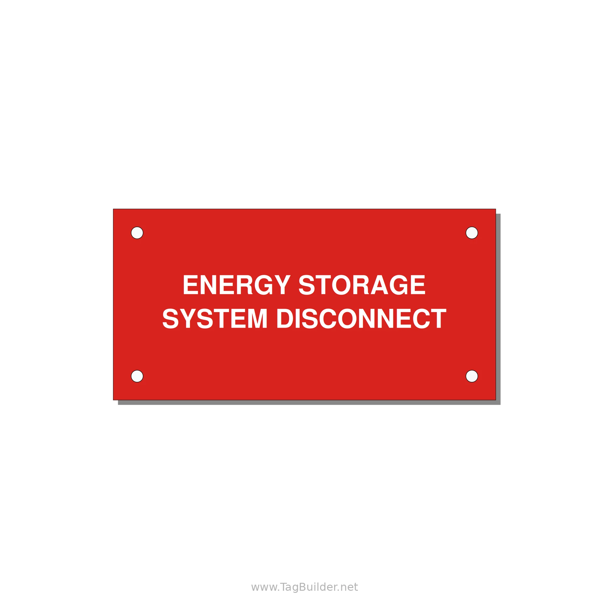 4.0x2.0" Disconnect Switch Label - ENERGY STORAGE SYSTEM DIS — 4x2" White on Red, Holes
