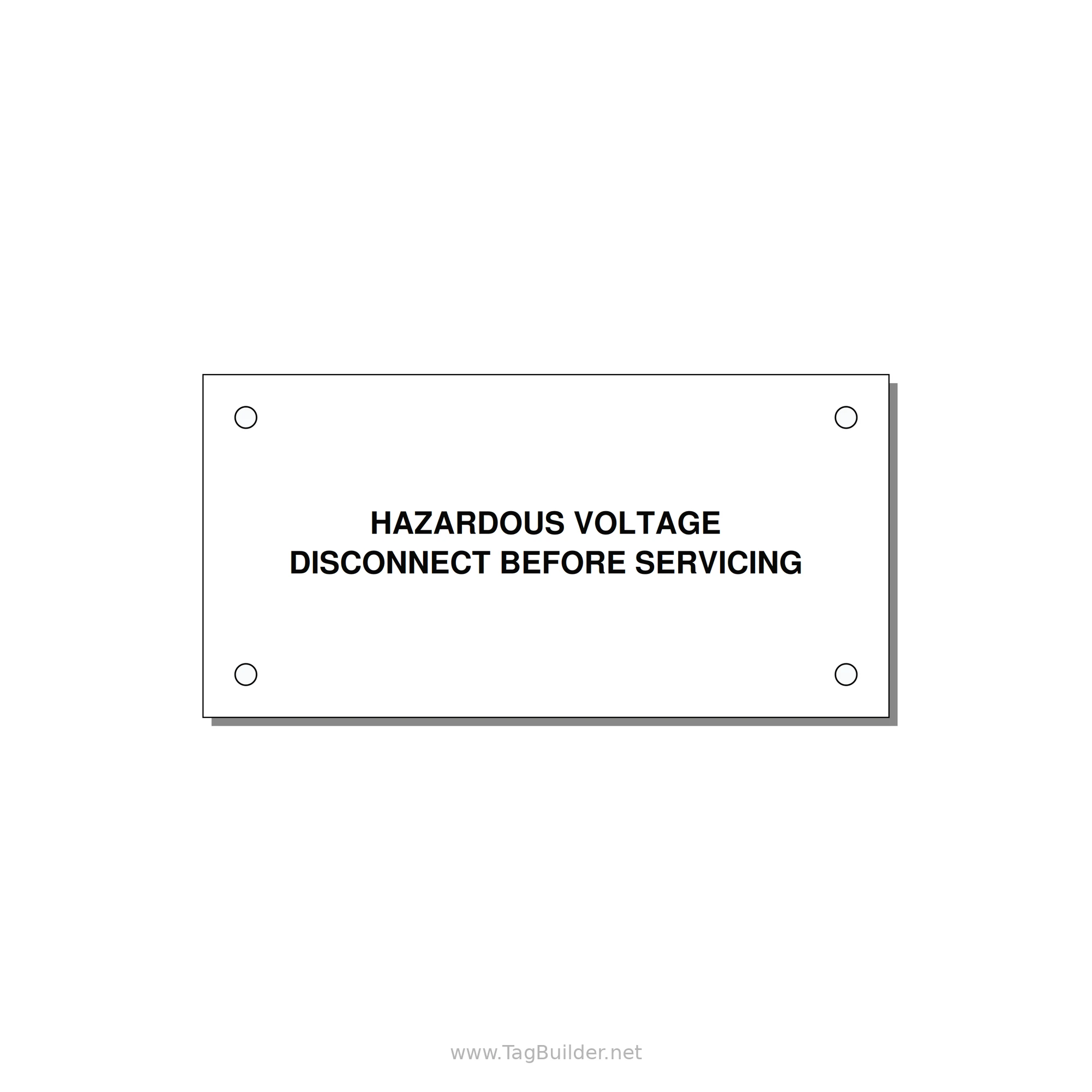 4.0x2.0" Disconnect Switch Label - HAZARDOUS VOLTAGE DISCONN — 4x2" Black on White, Holes
