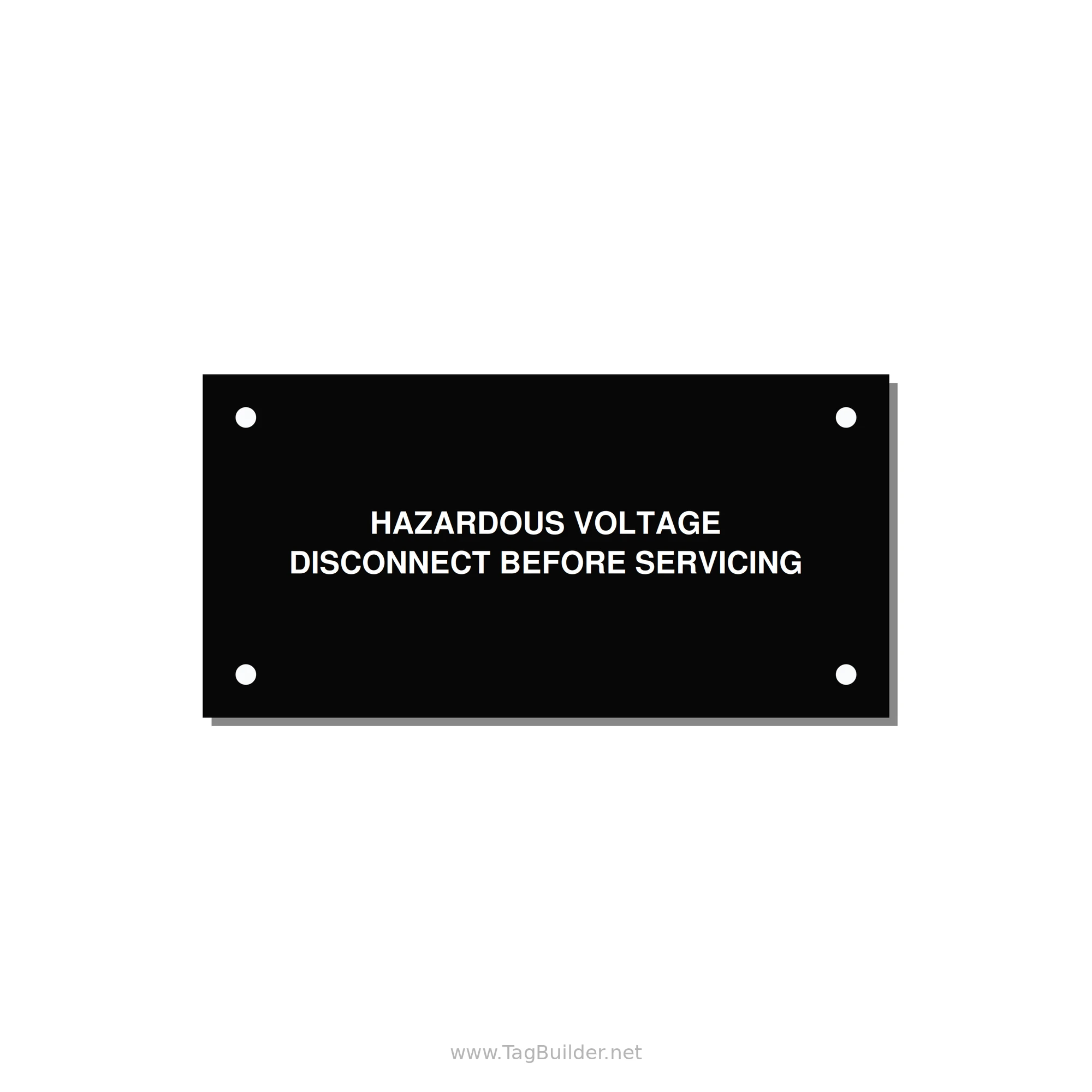 4.0x2.0" Disconnect Switch Label - HAZARDOUS VOLTAGE DISCONN — 4x2" White on Black, Holes