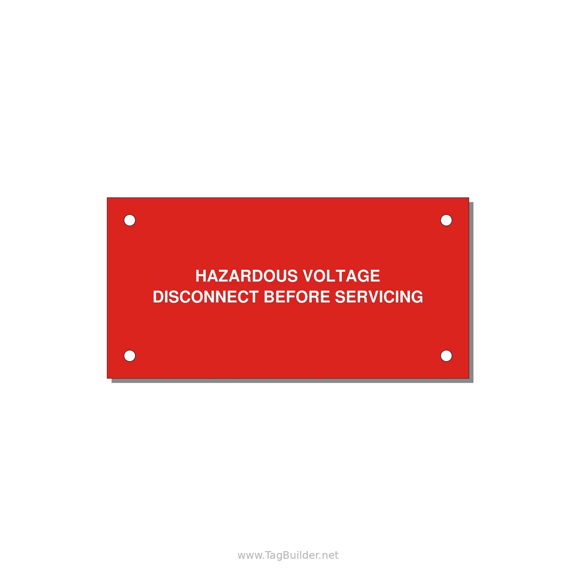 4.0x2.0" Disconnect Switch Label - HAZARDOUS VOLTAGE DISCONN — 4x2" White on Red, Holes