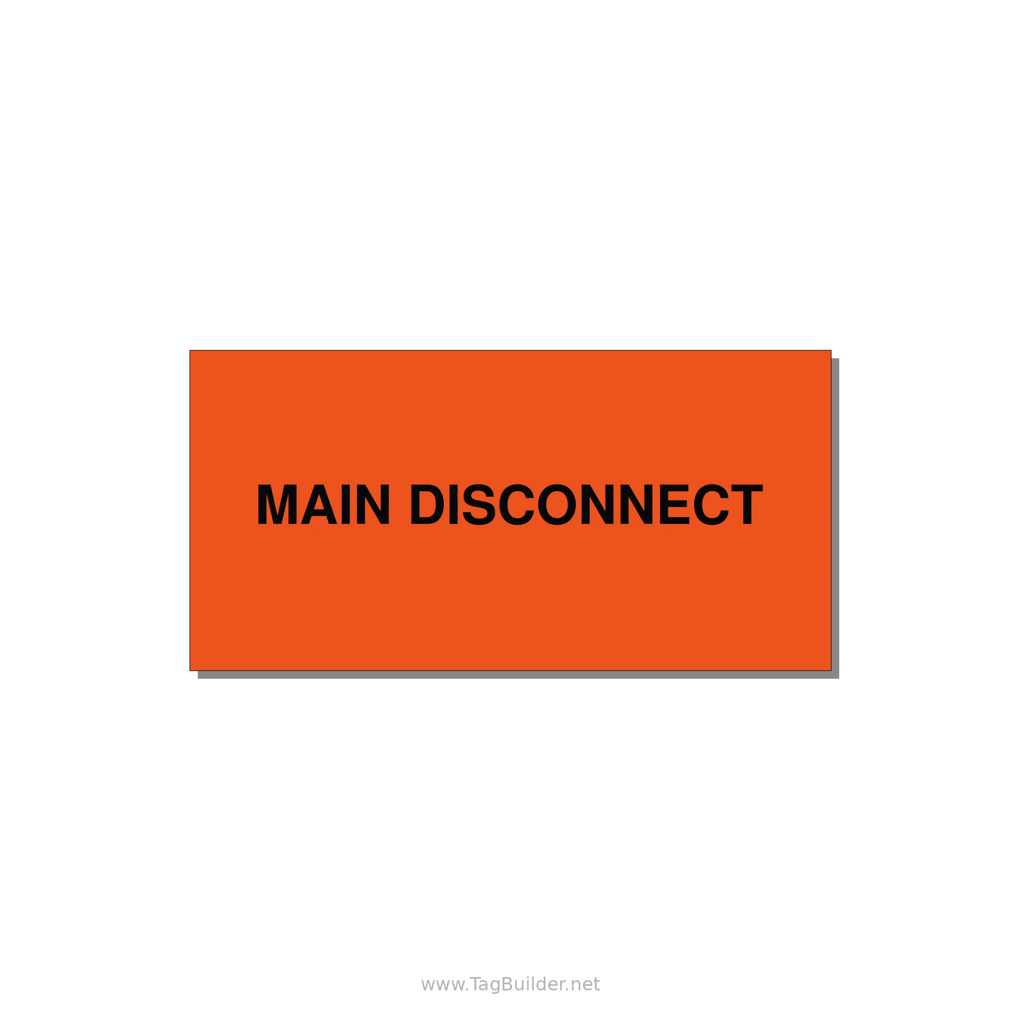 4.0x2.0" Disconnect Switch Label - MAIN DISCONNECT — 4x2" Black on Orange, Adhesive