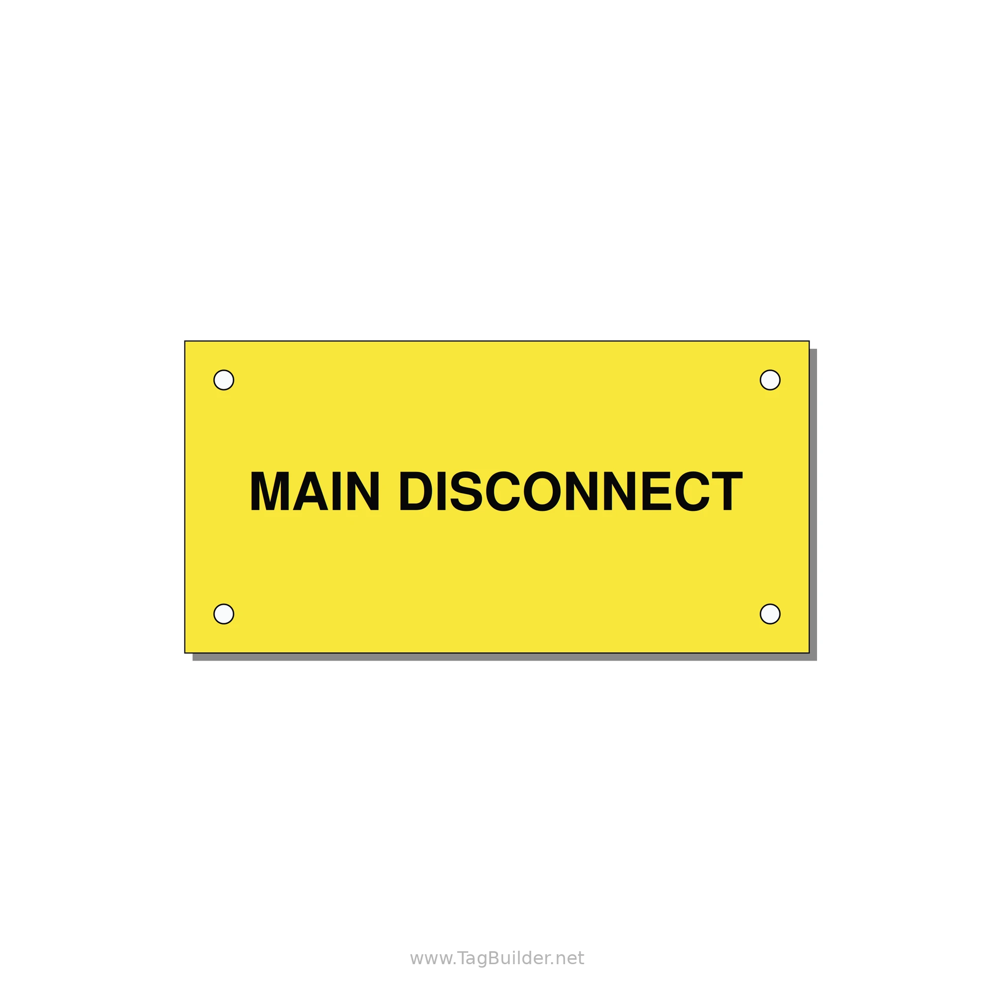 4.0x2.0" Disconnect Switch Label - MAIN DISCONNECT — 4x2" Black on Yellow, Holes