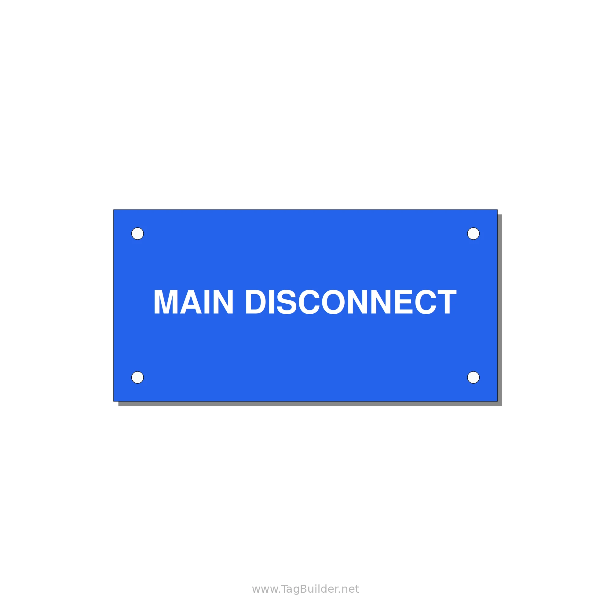 4.0x2.0" Disconnect Switch Label - MAIN DISCONNECT — 4x2" White on Blue, Holes