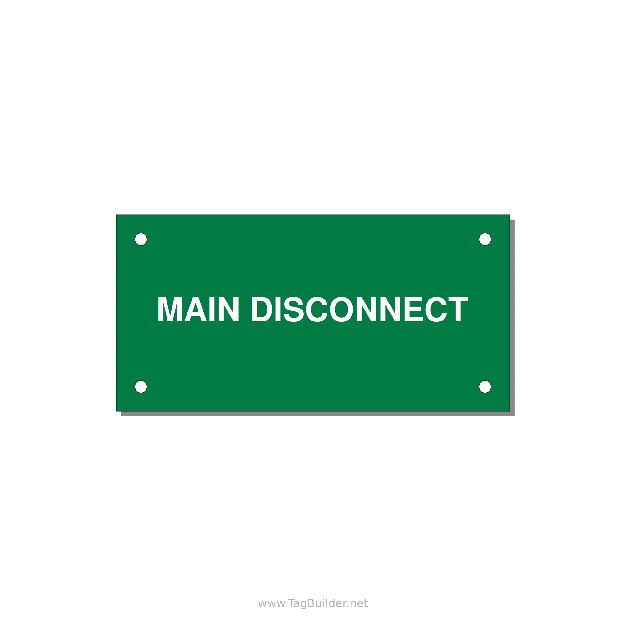 4.0x2.0" Disconnect Switch Label - MAIN DISCONNECT — 4x2" White on Green, Holes