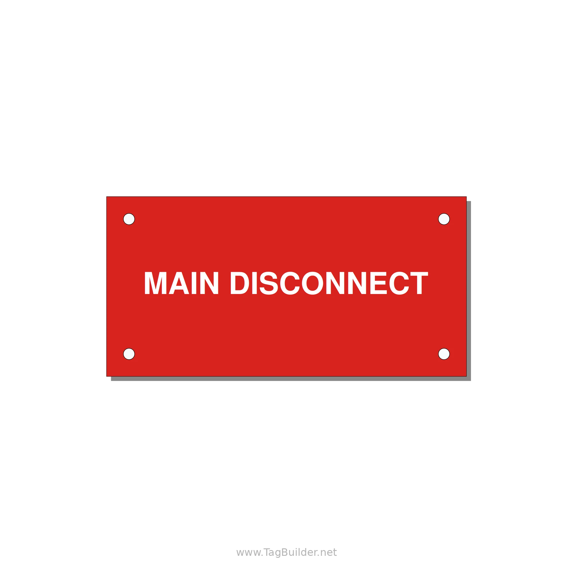 4.0x2.0" Disconnect Switch Label - MAIN DISCONNECT — 4x2" White on Red, Holes