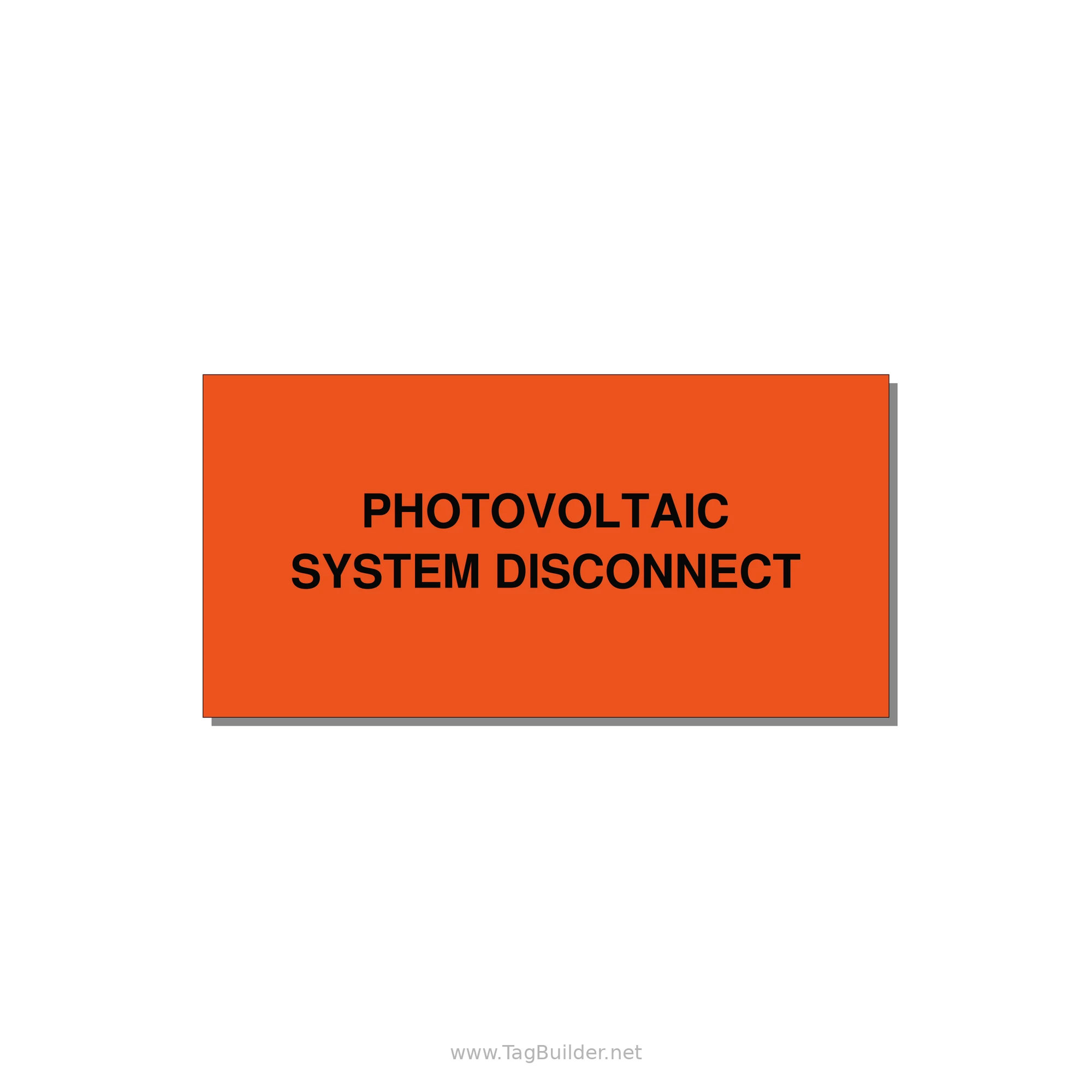 4.0x2.0" Disconnect Switch Label - PHOTOVOLTAIC SYSTEM DISCO — 4x2" Black on Orange, Adhesive