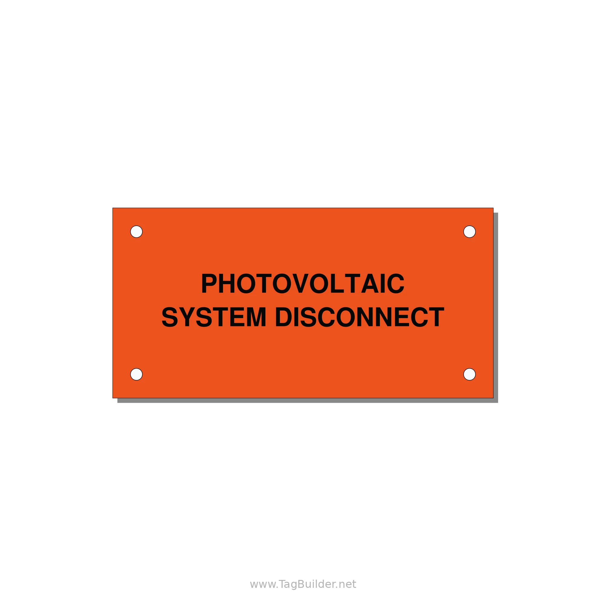 4.0x2.0" Disconnect Switch Label - PHOTOVOLTAIC SYSTEM DISCO — 4x2" Black on Orange, Holes