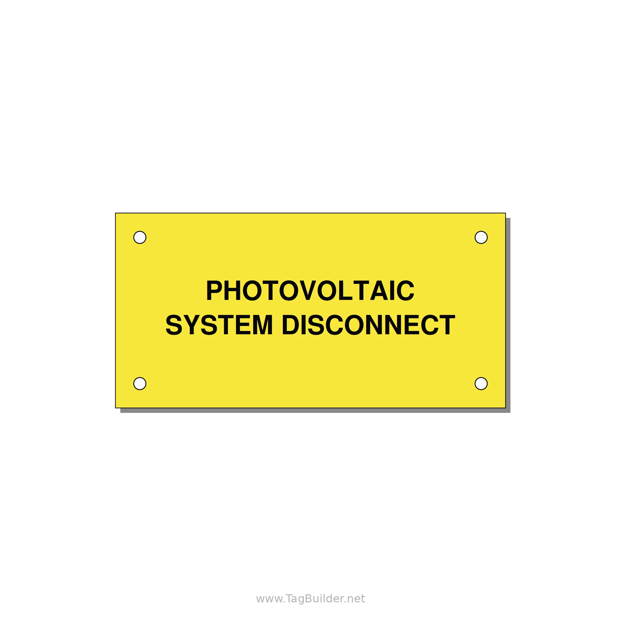 4.0x2.0" Disconnect Switch Label - PHOTOVOLTAIC SYSTEM DISCO — 4x2" Black on Yellow, Holes