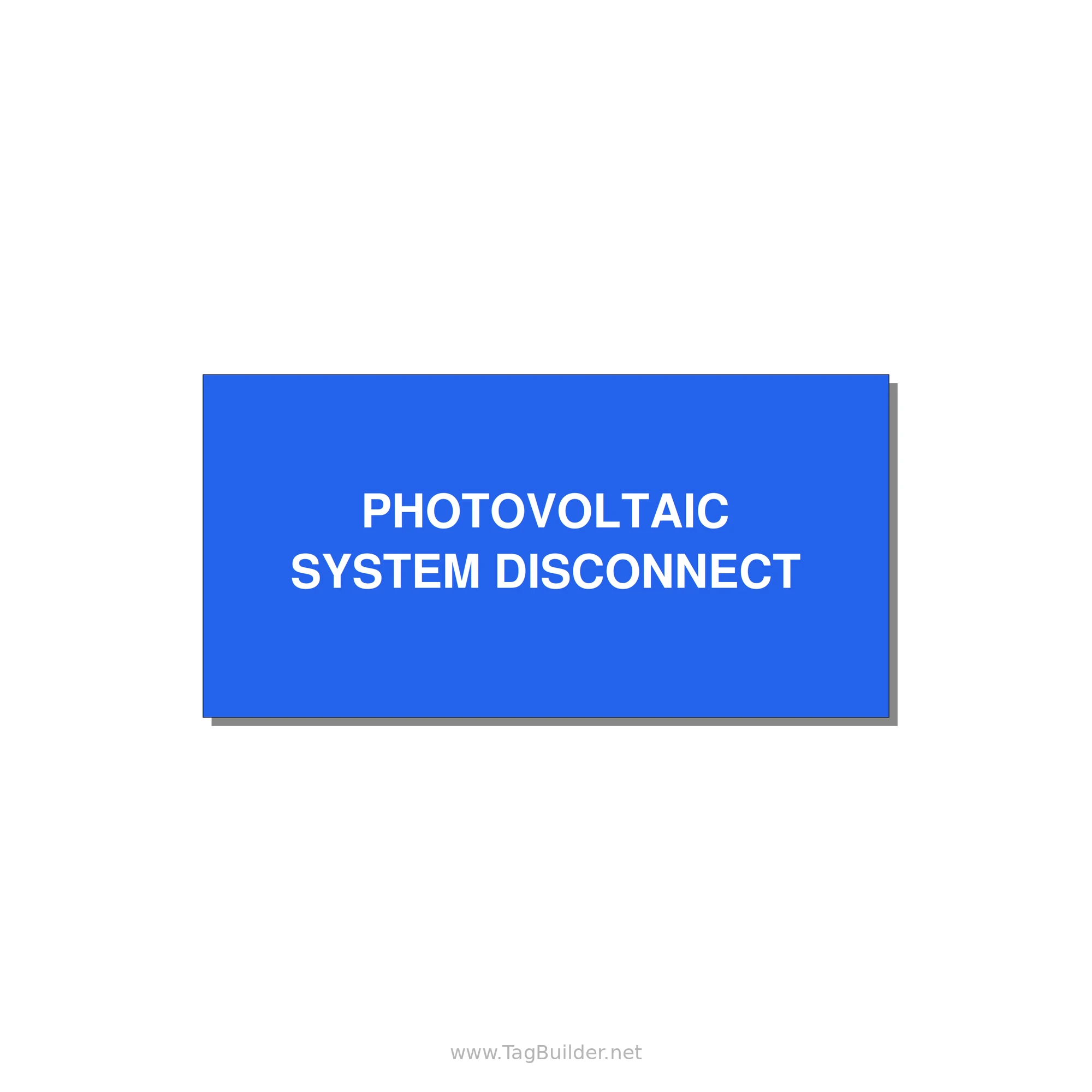 4.0x2.0" Disconnect Switch Label - PHOTOVOLTAIC SYSTEM DISCO — 4x2" White on Blue, Adhesive