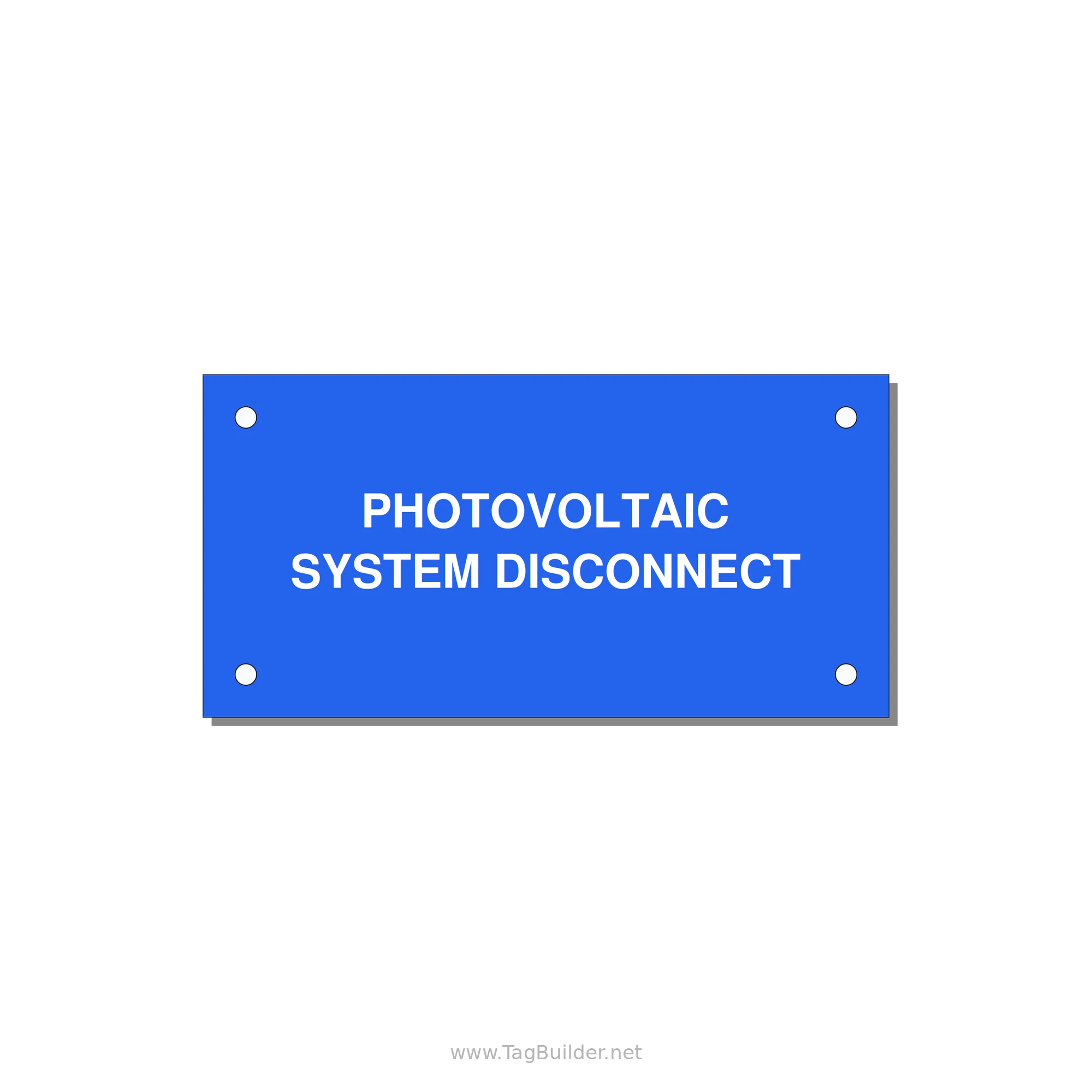 4.0x2.0" Disconnect Switch Label - PHOTOVOLTAIC SYSTEM DISCO — 4x2" White on Blue, Holes
