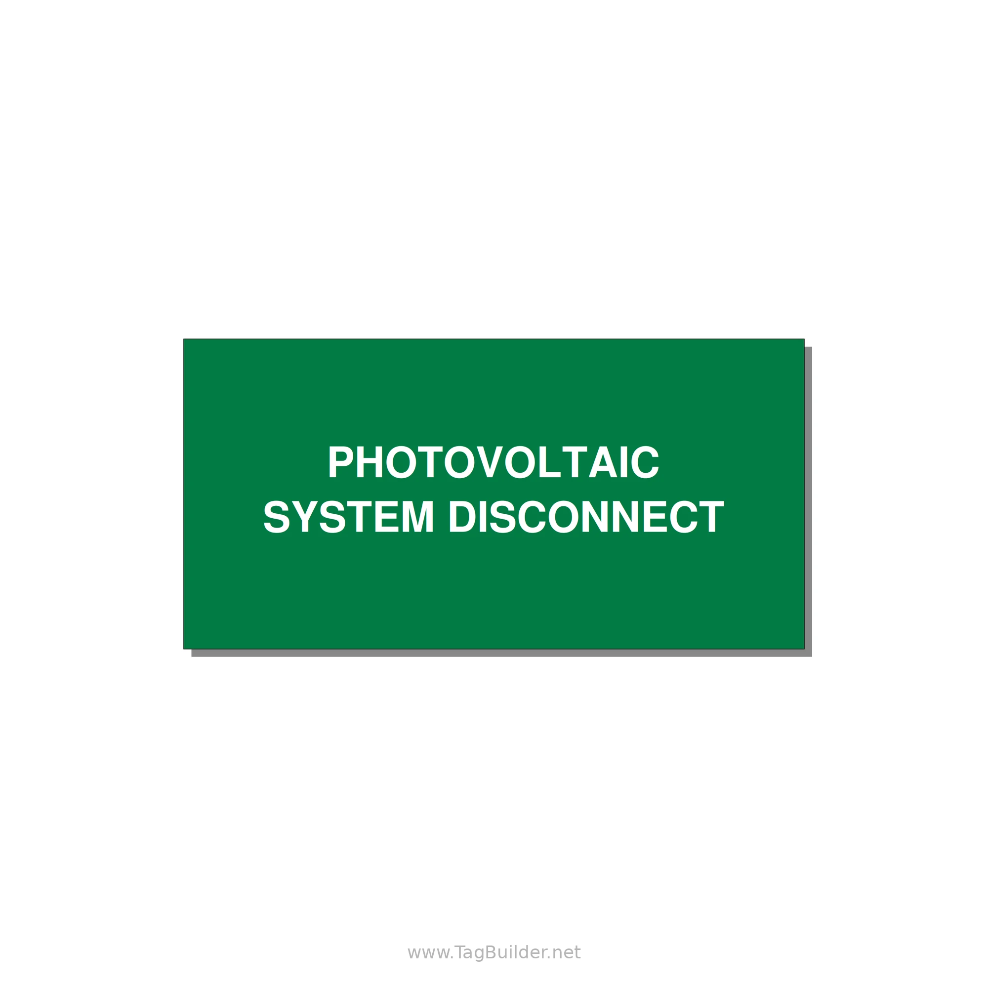 4.0x2.0" Disconnect Switch Label - PHOTOVOLTAIC SYSTEM DISCO — 4x2" White on Green, Adhesive