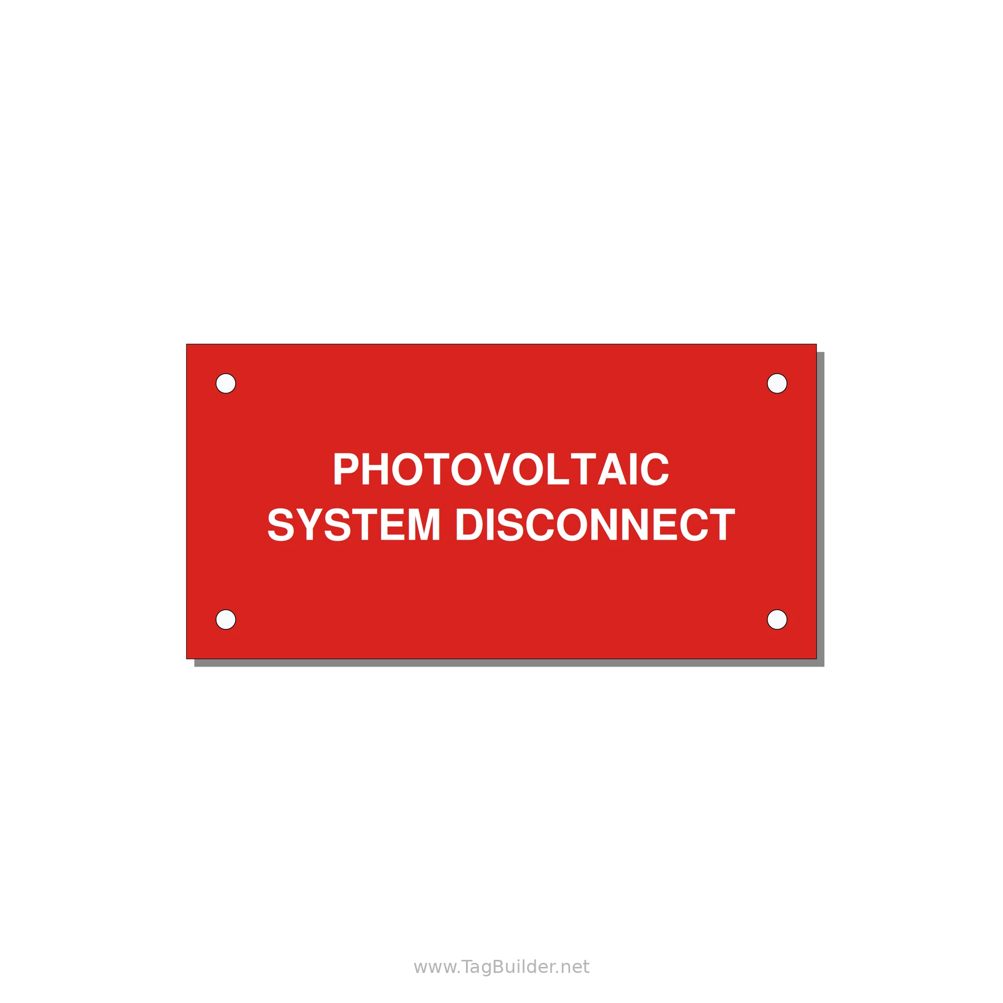 4.0x2.0" Disconnect Switch Label - PHOTOVOLTAIC SYSTEM DISCO — 4x2" White on Red, Holes