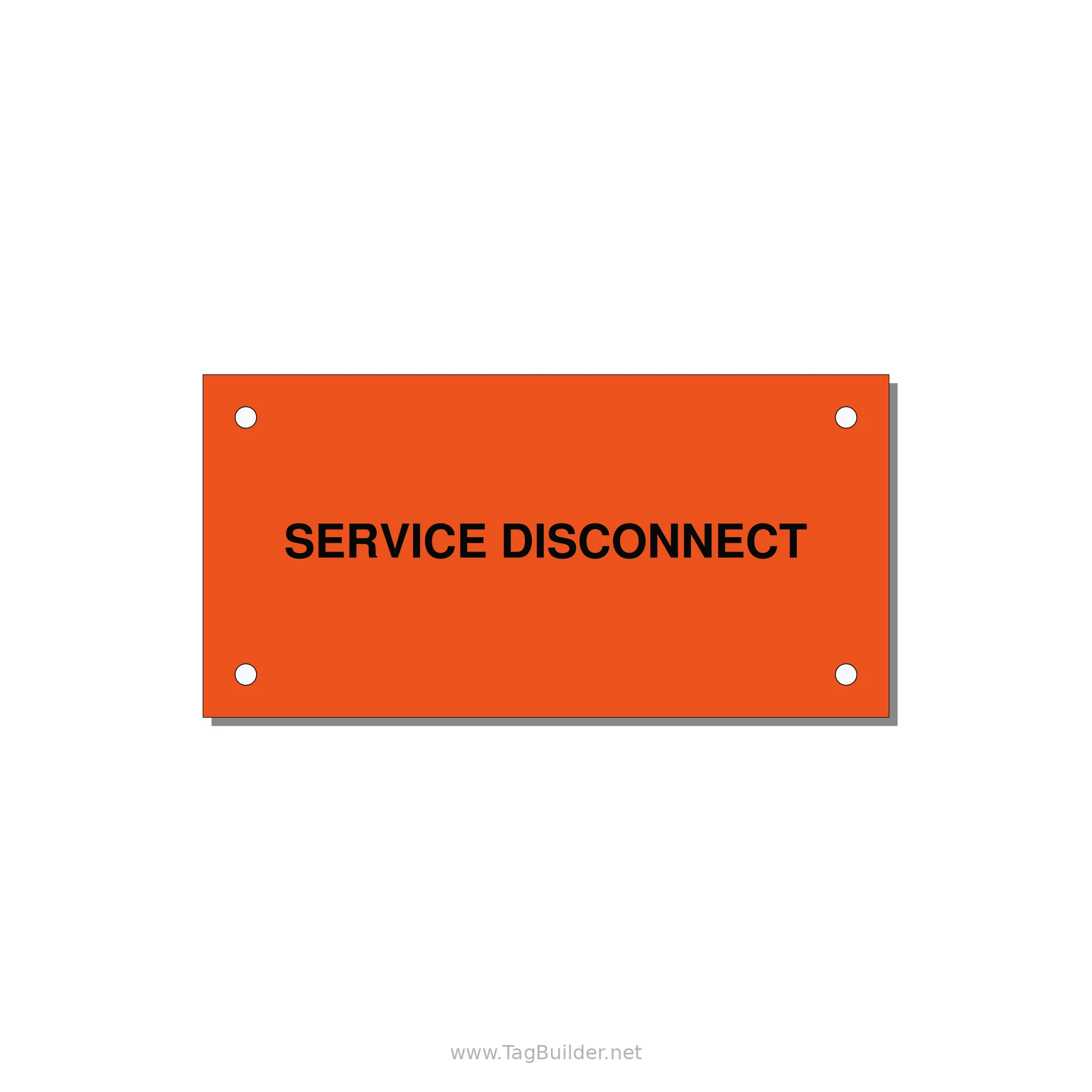 4.0x2.0" Disconnect Switch Label - SERVICE DISCONNECT — 4x2" Black on Orange, Holes