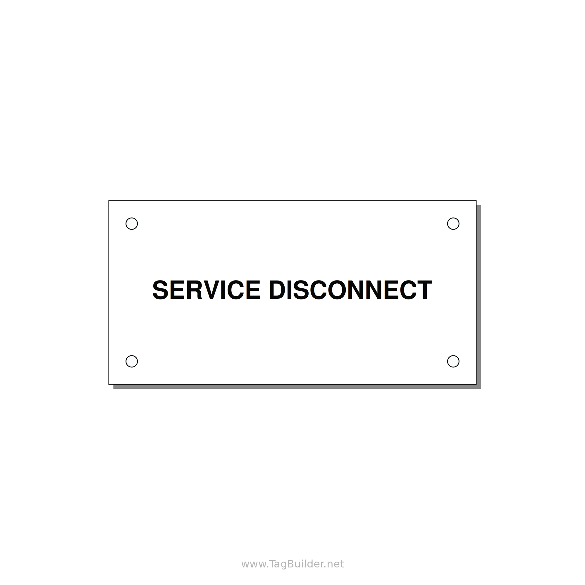 4.0x2.0" Disconnect Switch Label - SERVICE DISCONNECT — 4x2" Black on White, Holes