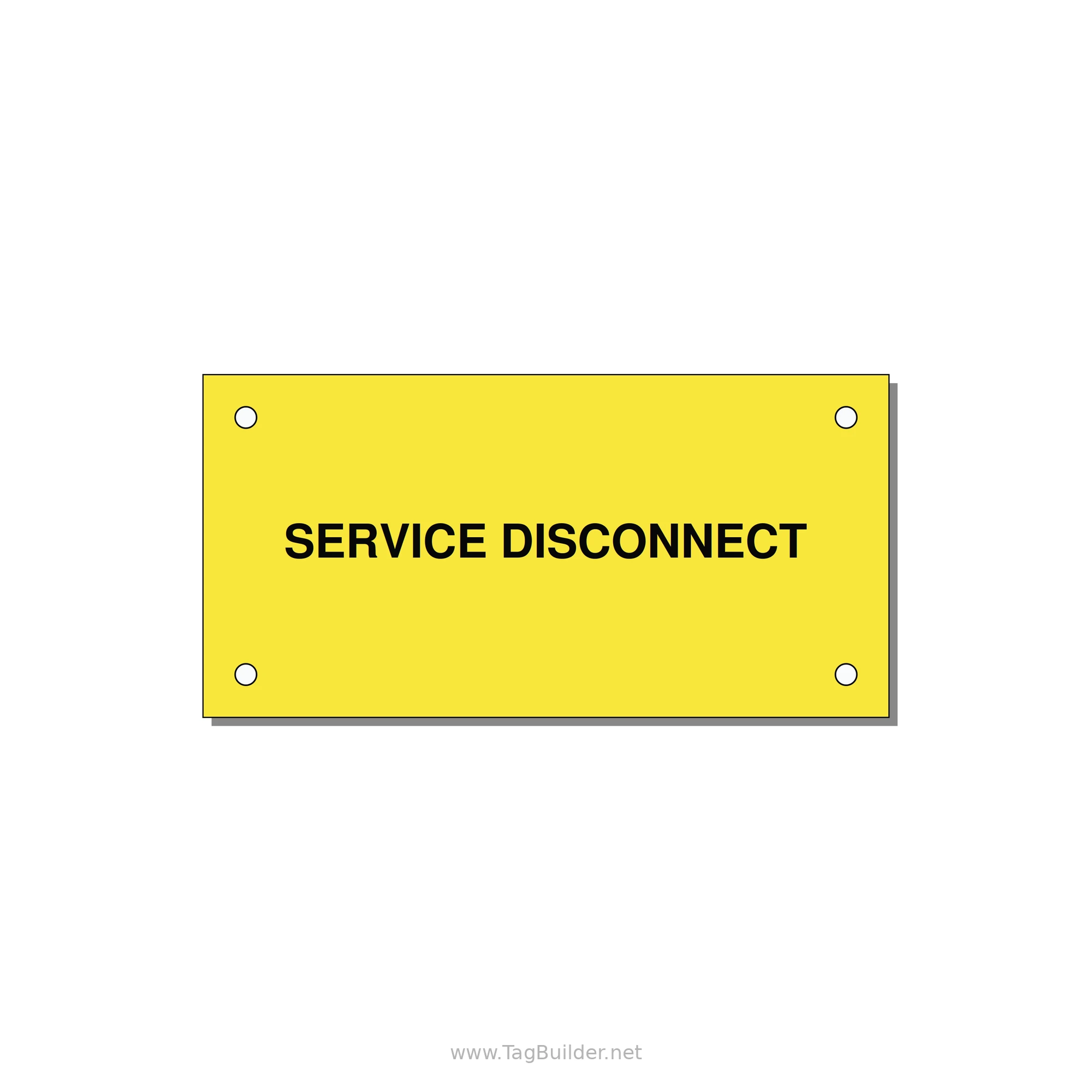 4.0x2.0" Disconnect Switch Label - SERVICE DISCONNECT — 4x2" Black on Yellow, Holes