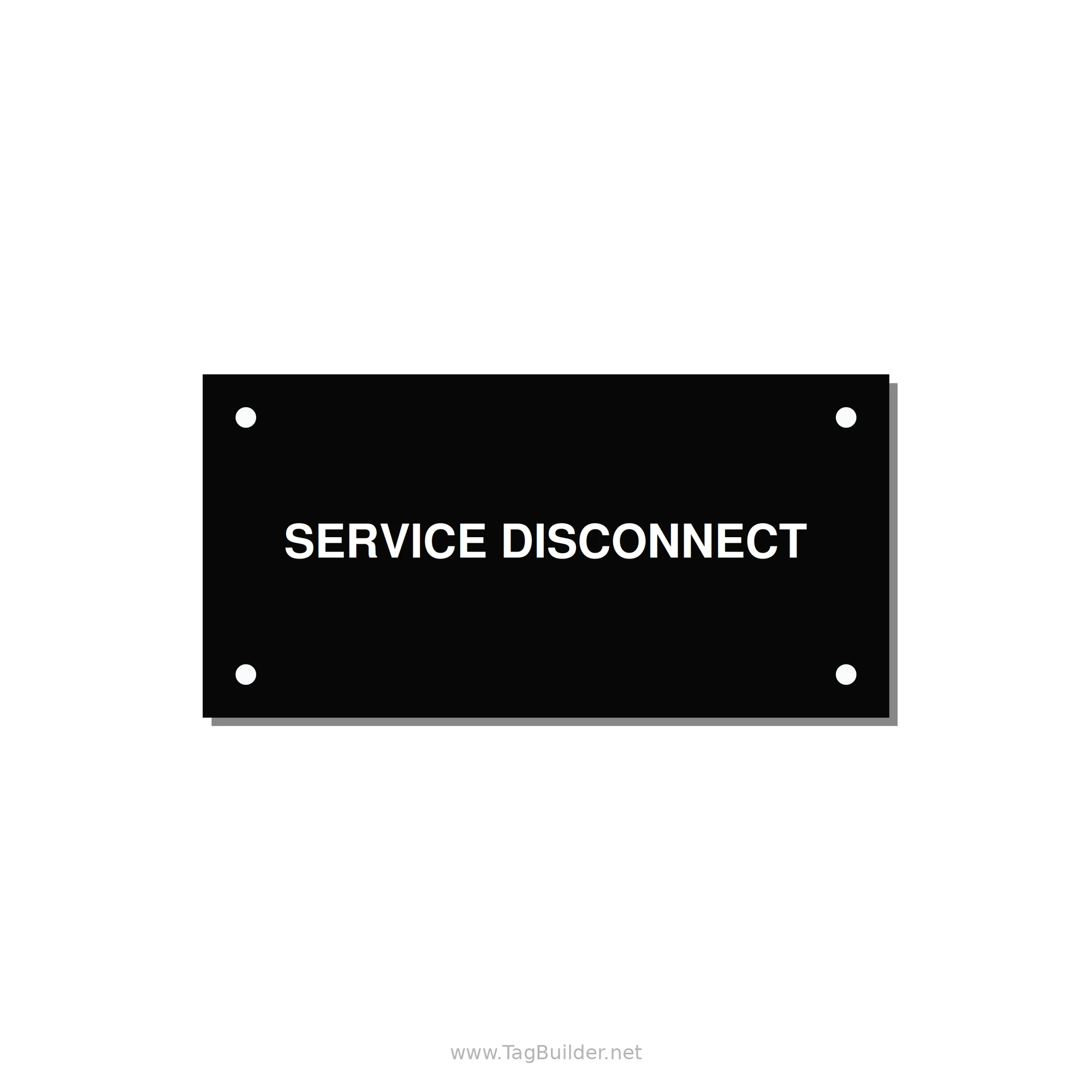 4.0x2.0" Disconnect Switch Label - SERVICE DISCONNECT — 4x2" White on Black, Holes