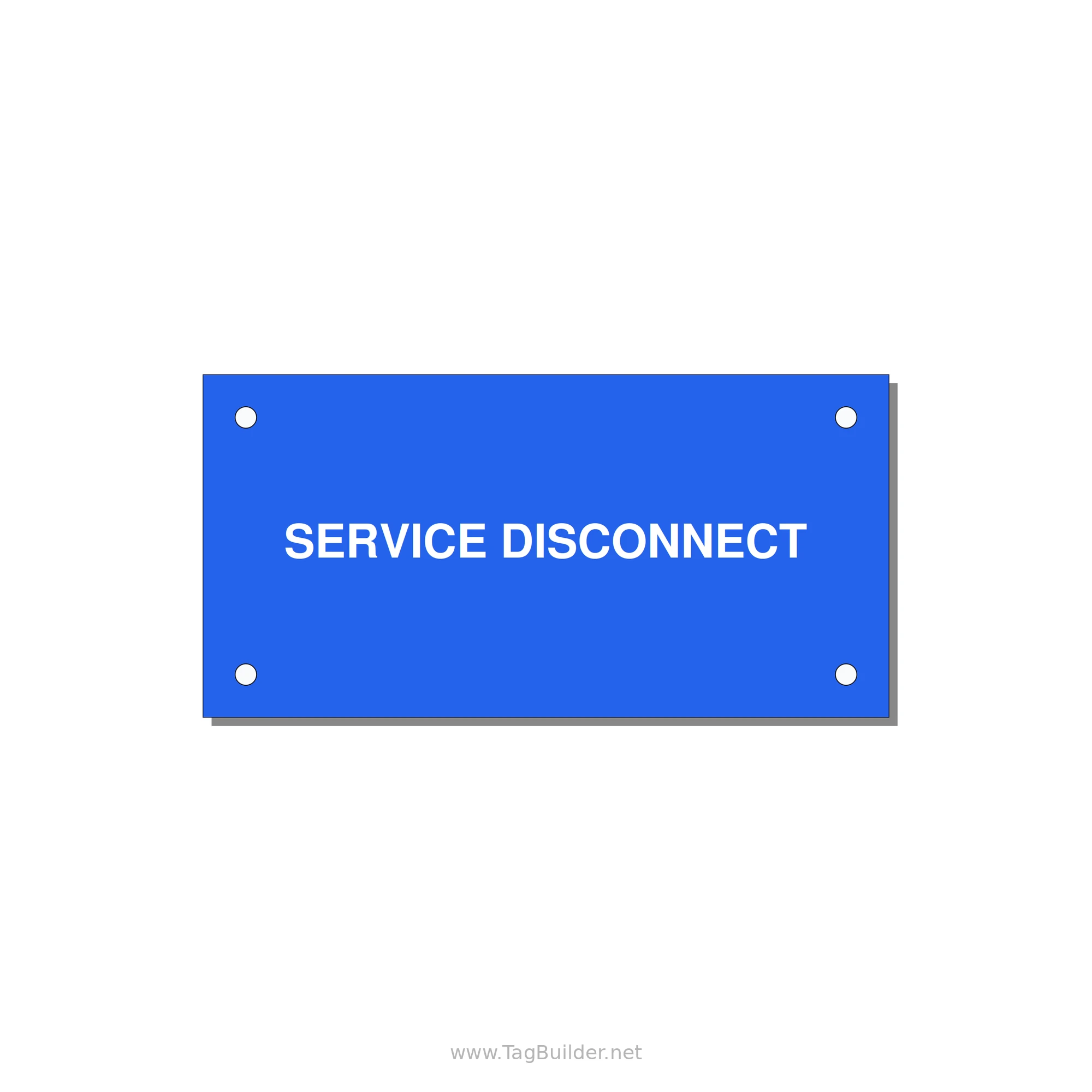 4.0x2.0" Disconnect Switch Label - SERVICE DISCONNECT — 4x2" White on Blue, Holes