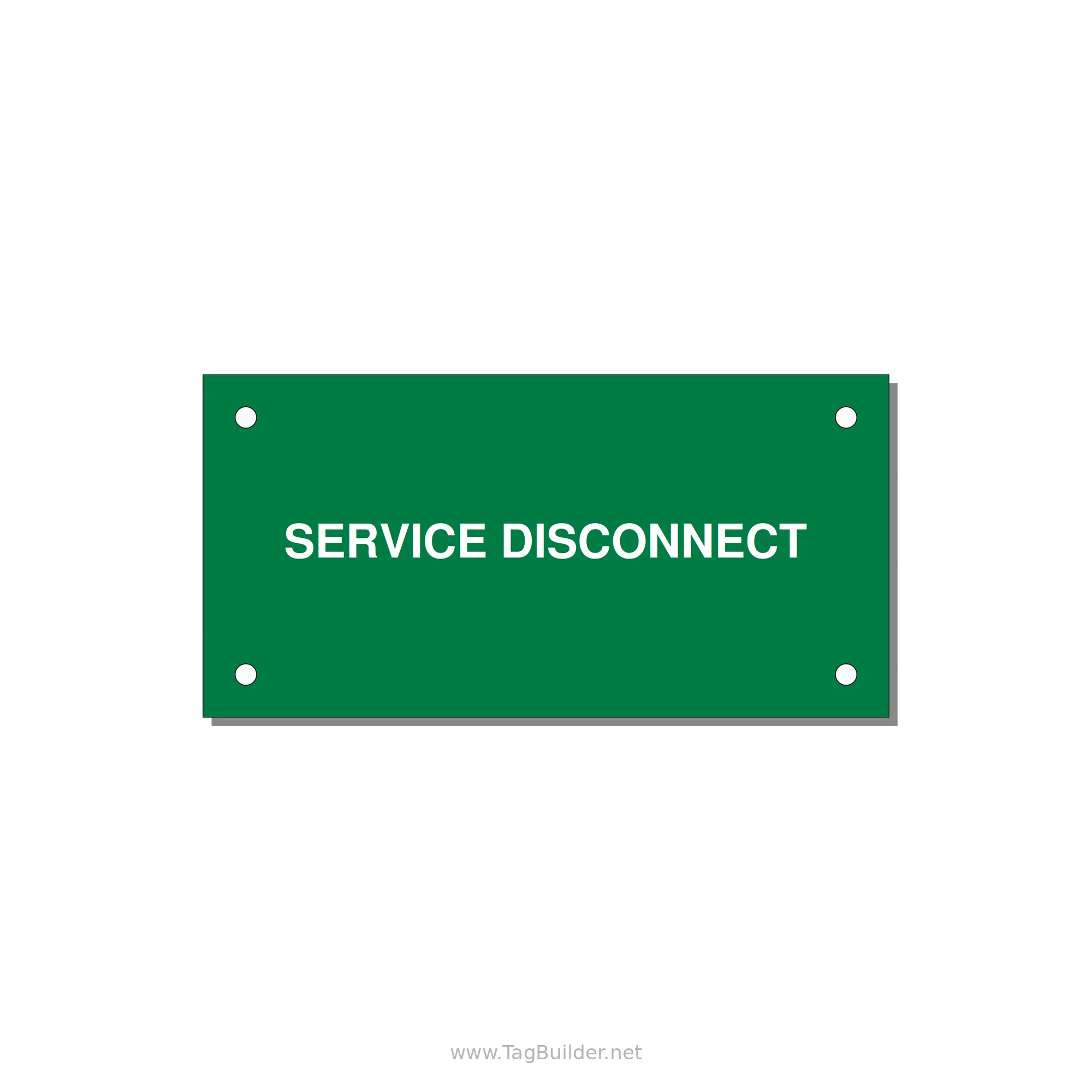 4.0x2.0" Disconnect Switch Label - SERVICE DISCONNECT — 4x2" White on Green, Holes