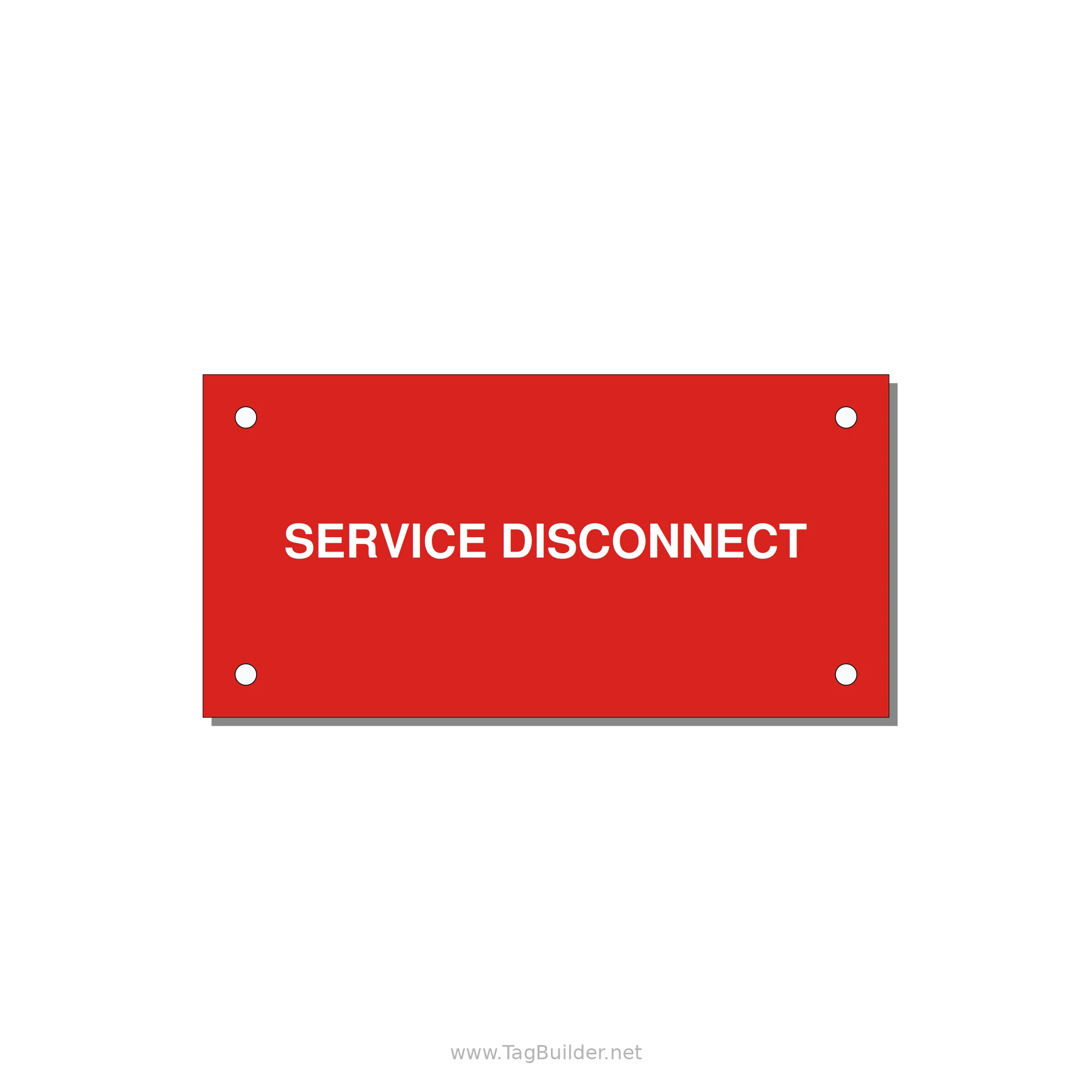 4.0x2.0" Disconnect Switch Label - SERVICE DISCONNECT — 4x2" White on Red, Holes