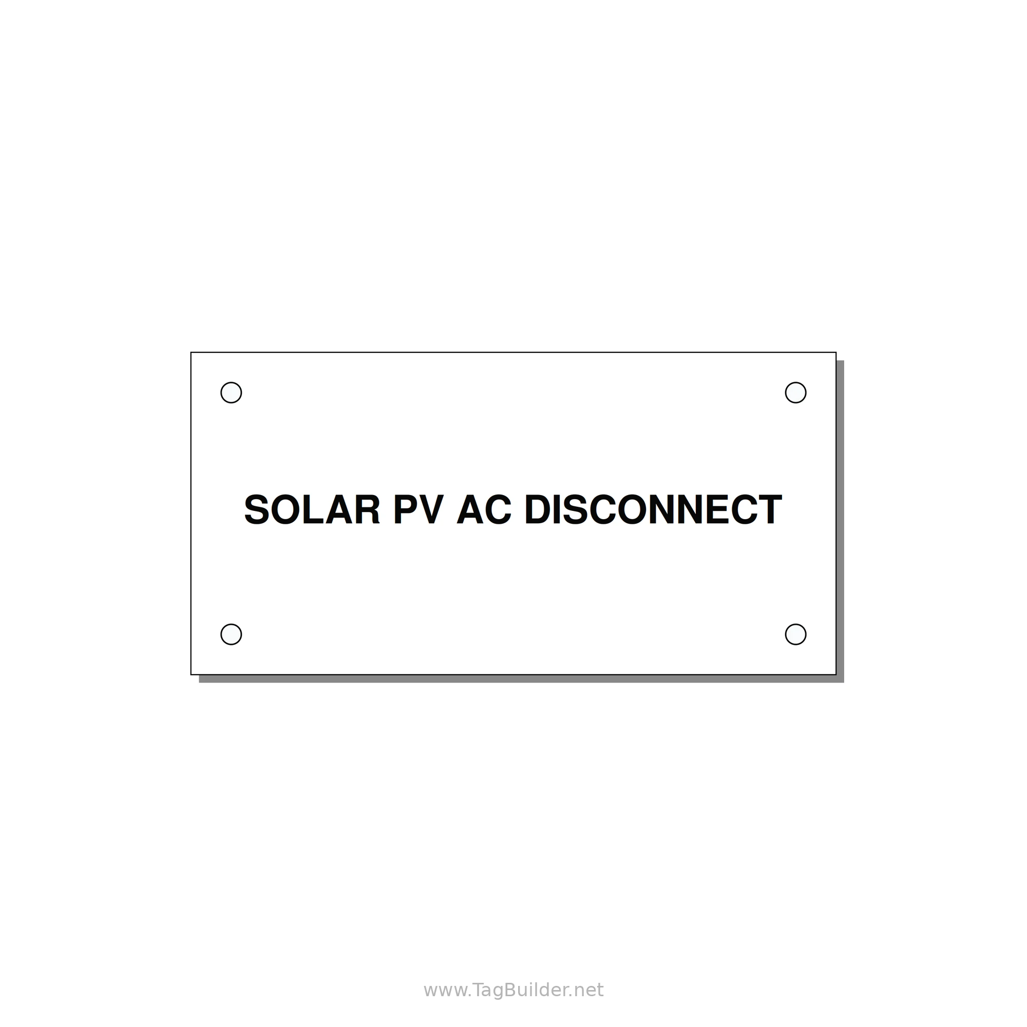 4.0x2.0" Disconnect Switch Label - SOLAR PV AC DISCONNECT — 4x2" Black on White, Holes