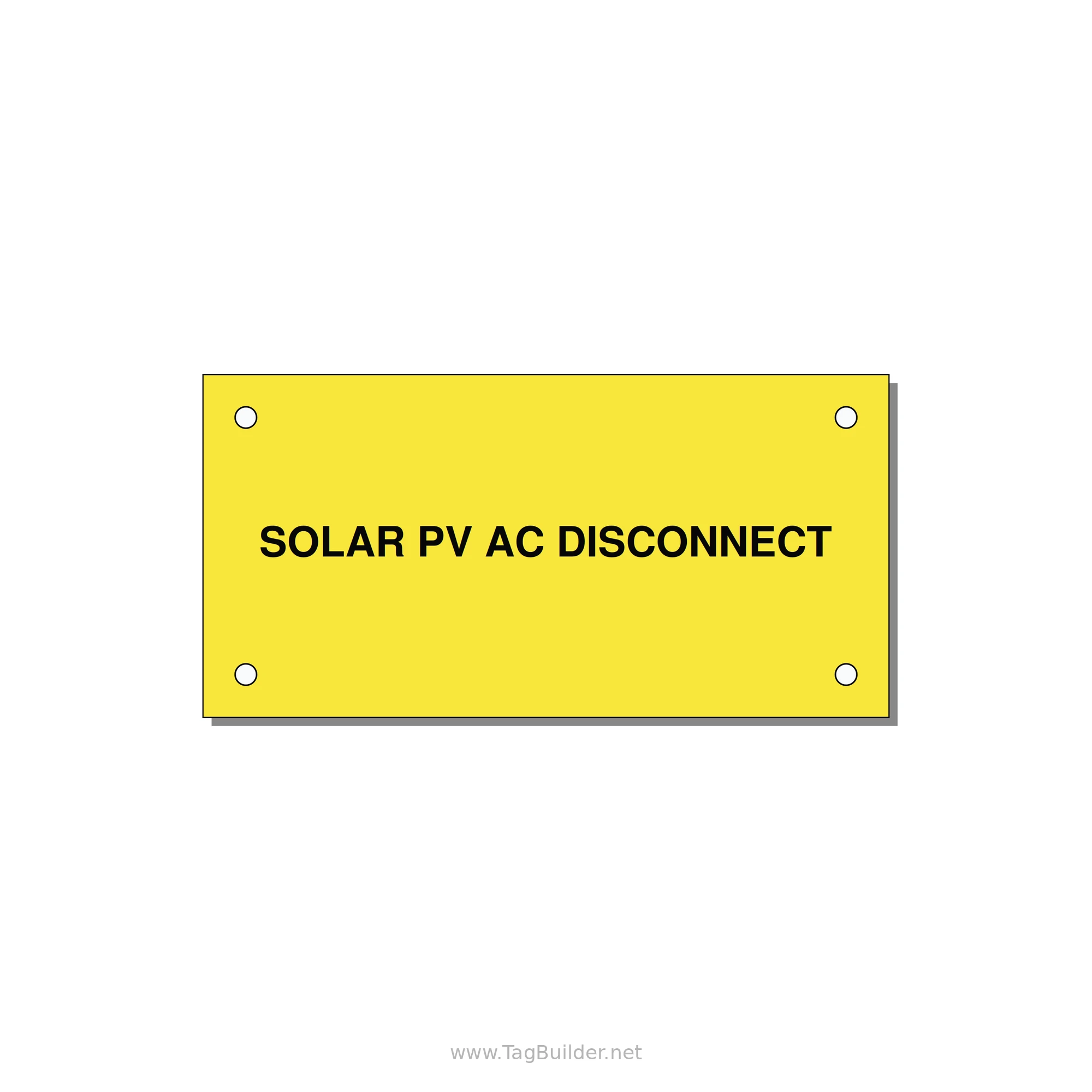 4.0x2.0" Disconnect Switch Label - SOLAR PV AC DISCONNECT — 4x2" Black on Yellow, Holes