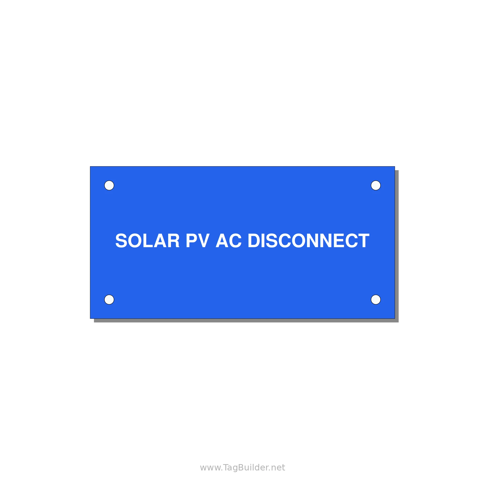 4.0x2.0" Disconnect Switch Label - SOLAR PV AC DISCONNECT — 4x2" White on Blue, Holes