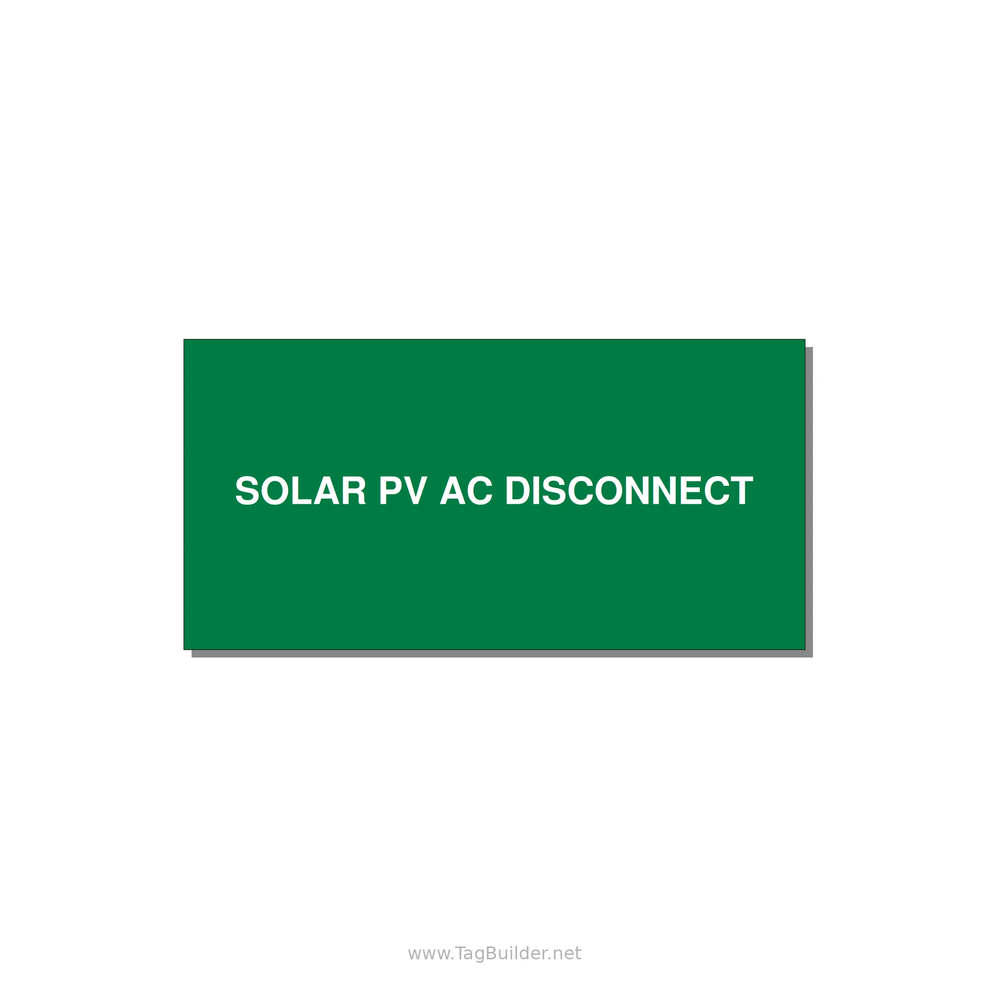 4.0x2.0" Disconnect Switch Label - SOLAR PV AC DISCONNECT — 4x2" White on Green, Adhesive