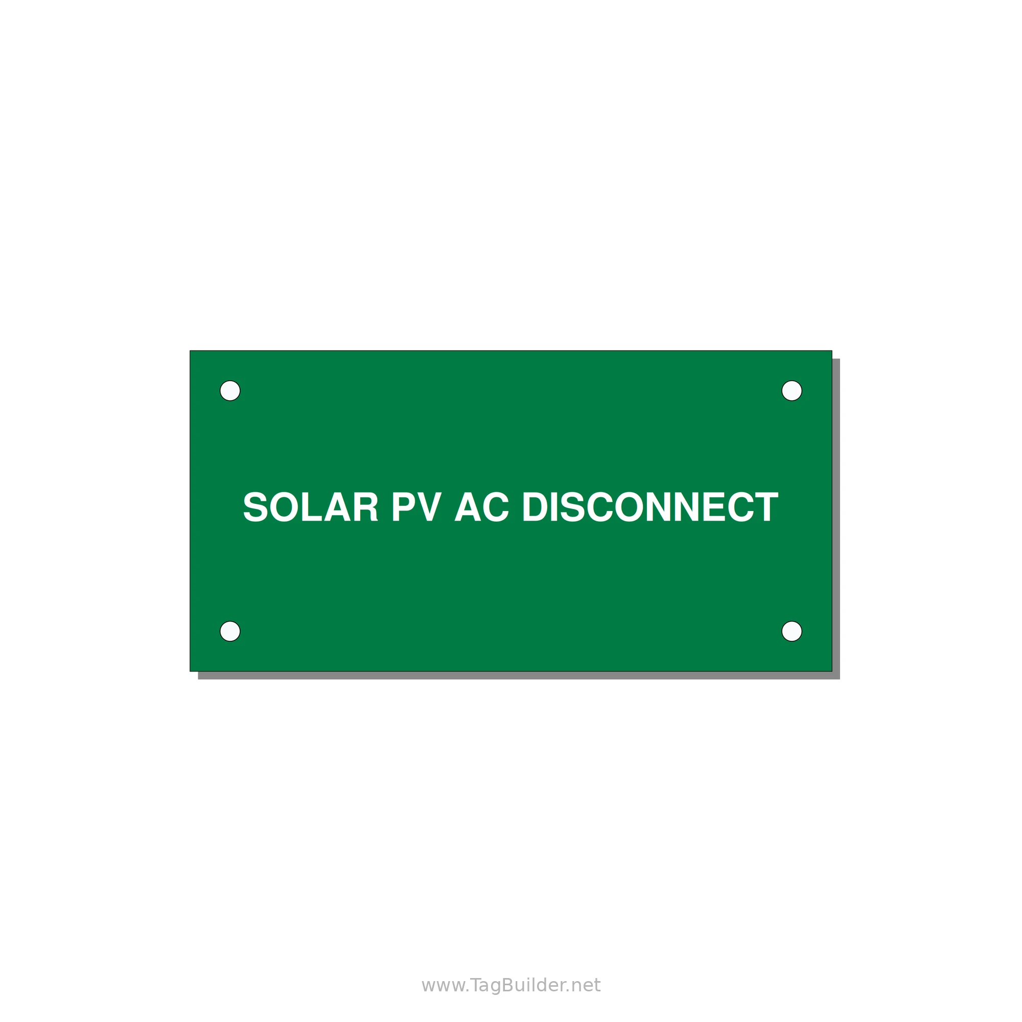 4.0x2.0" Disconnect Switch Label - SOLAR PV AC DISCONNECT — 4x2" White on Green, Holes