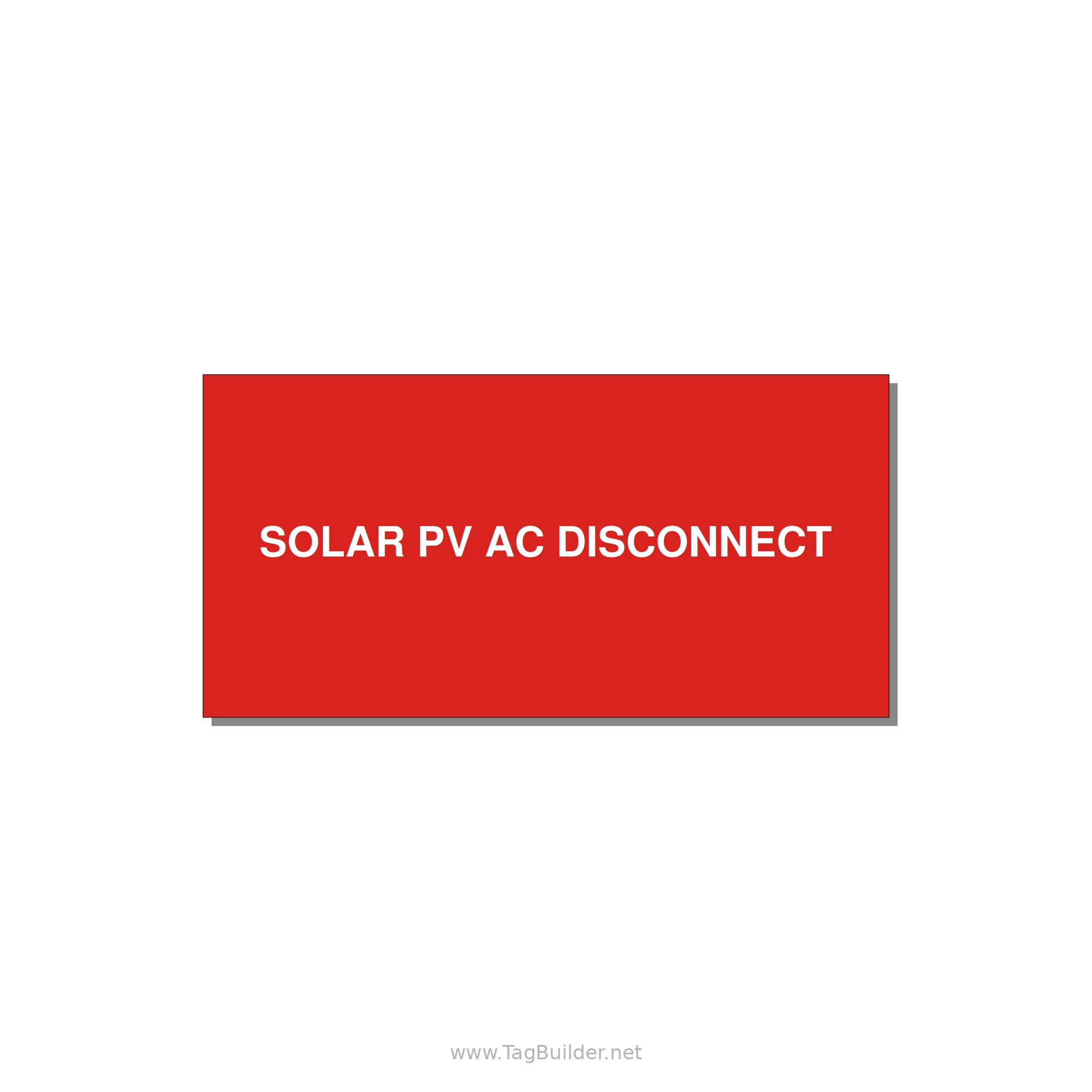 4.0x2.0" Disconnect Switch Label - SOLAR PV AC DISCONNECT — 4x2" White on Red, Adhesive