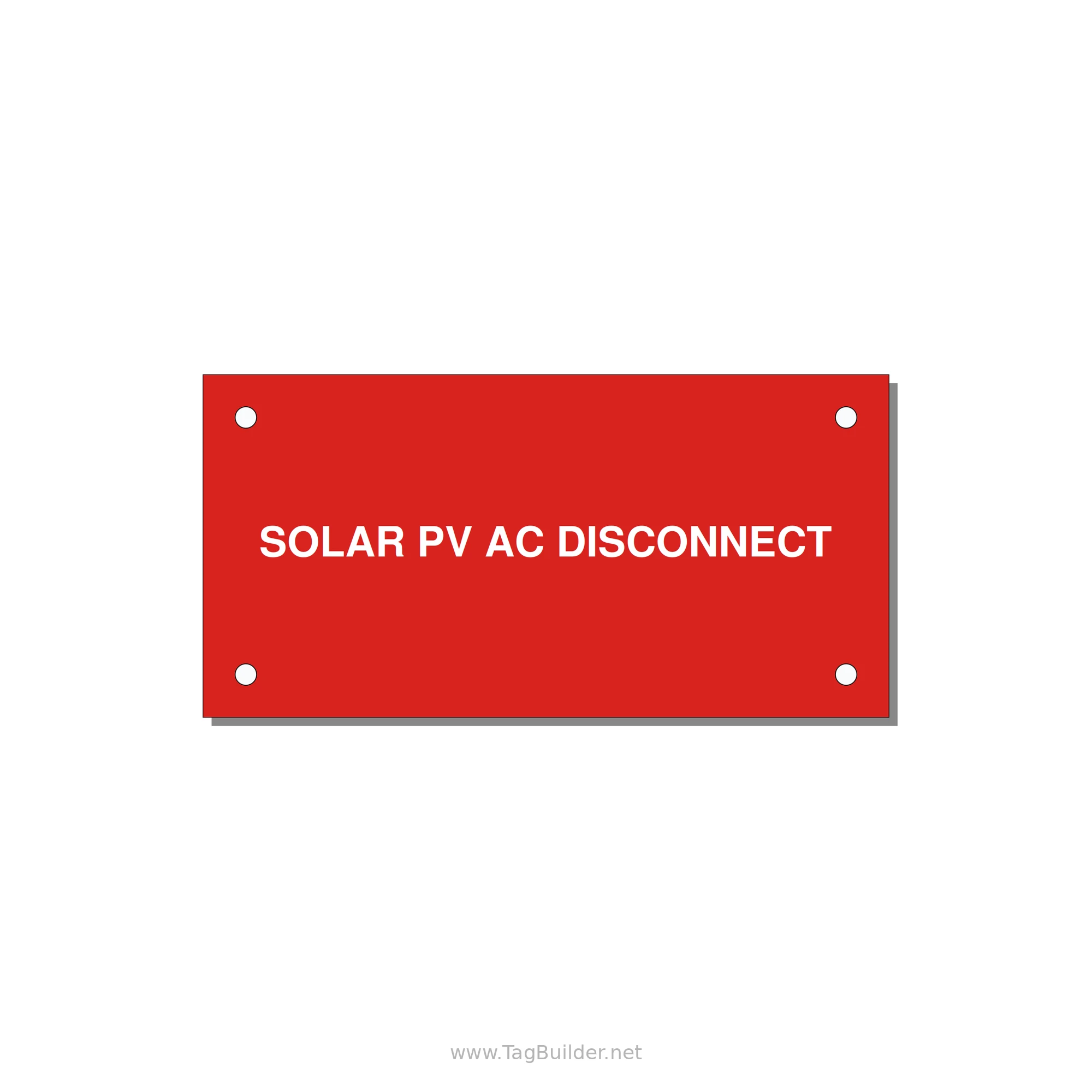4.0x2.0" Disconnect Switch Label - SOLAR PV AC DISCONNECT — 4x2" White on Red, Holes