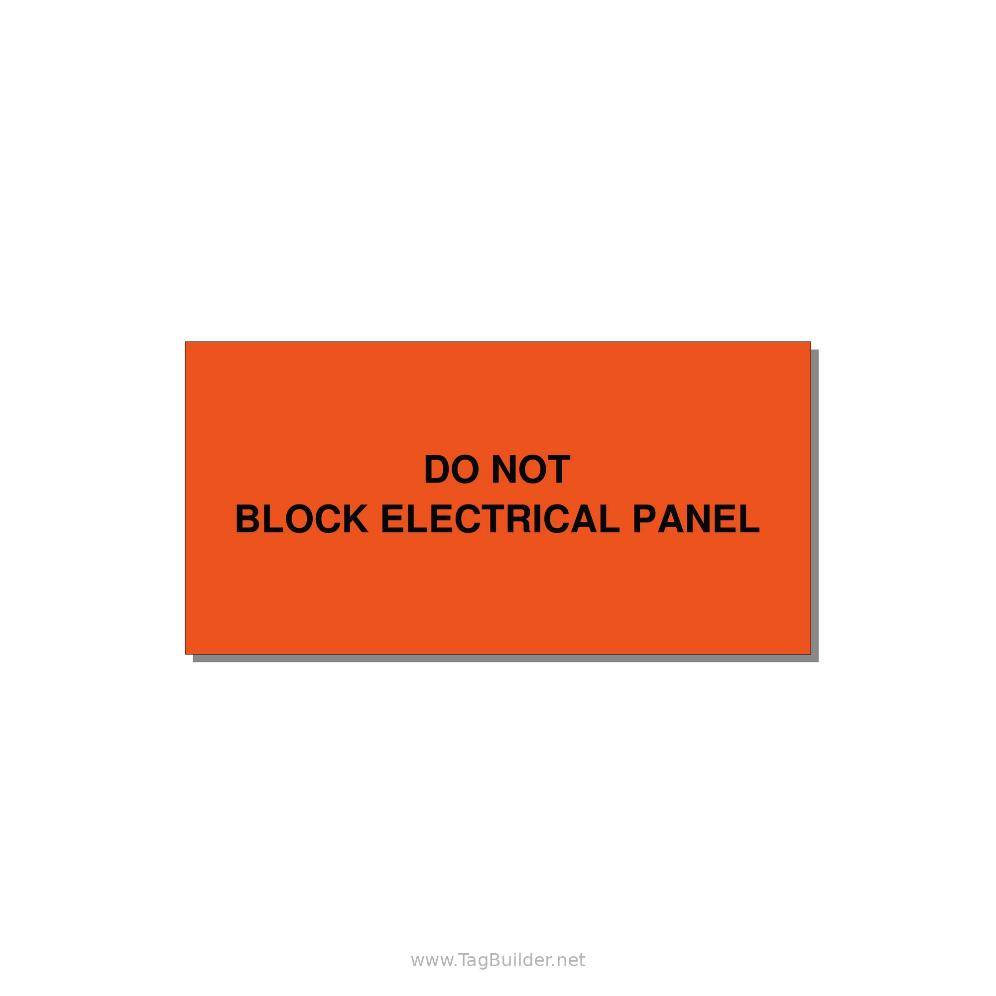 4.0x2.0" Electrical Safety Label - DO NOT BLOCK ELECTRICAL P — 4x2" Black on Orange, Adhesive
