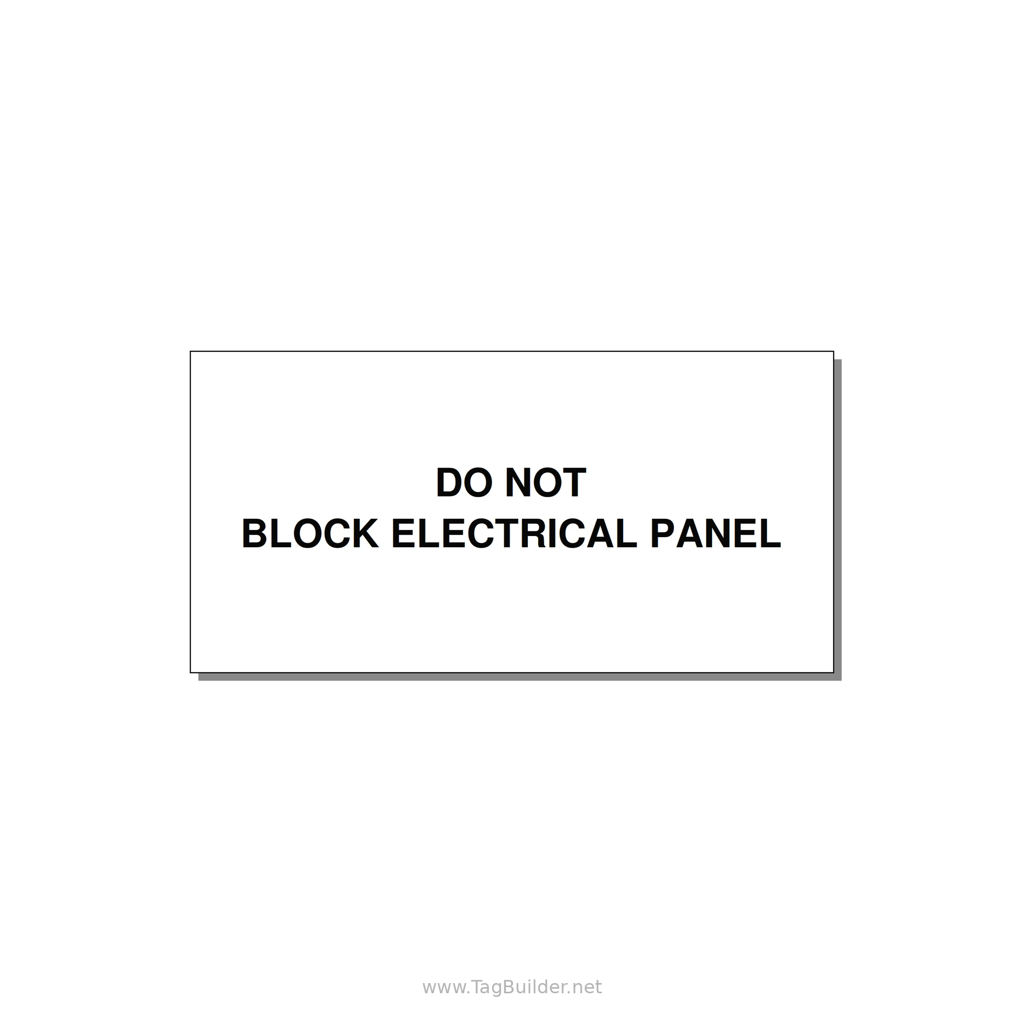 4.0x2.0" Electrical Safety Label - DO NOT BLOCK ELECTRICAL P — 4x2" Black on White, Adhesive