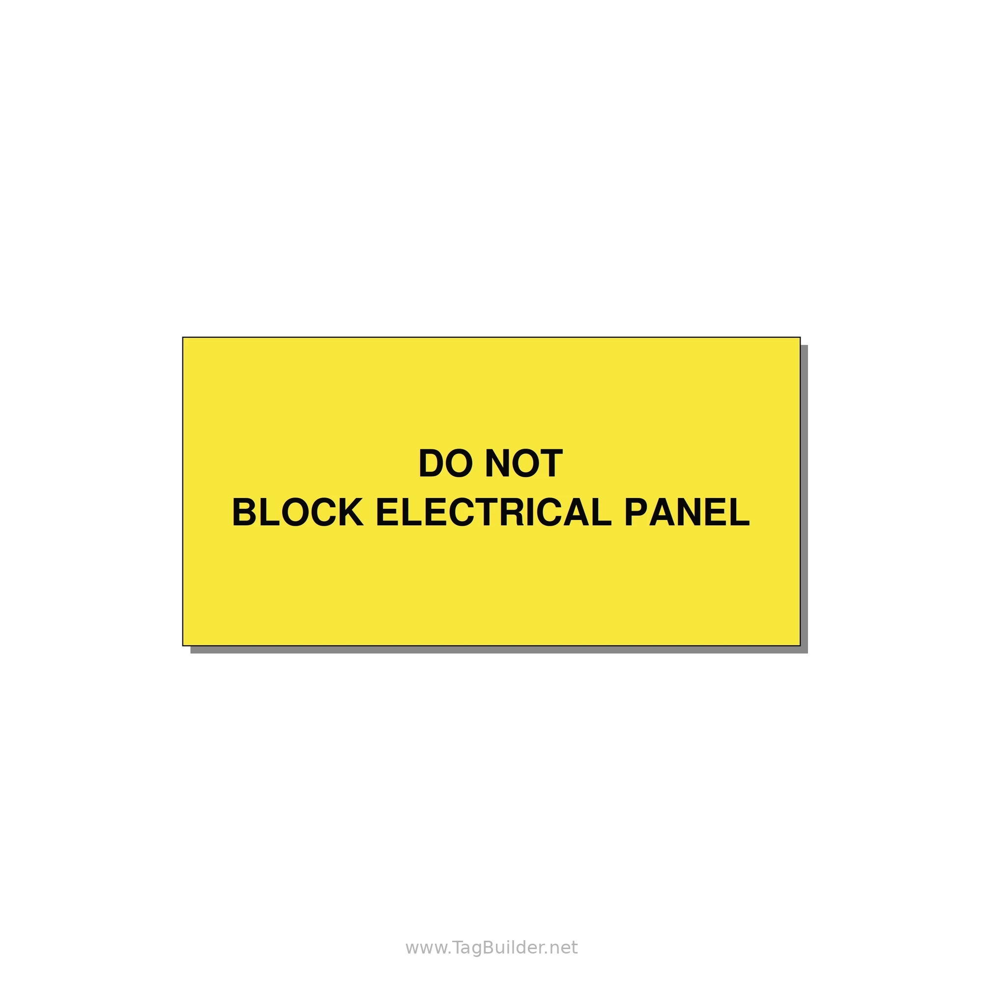 4.0x2.0" Electrical Safety Label - DO NOT BLOCK ELECTRICAL P — 4x2" Black on Yellow, Adhesive