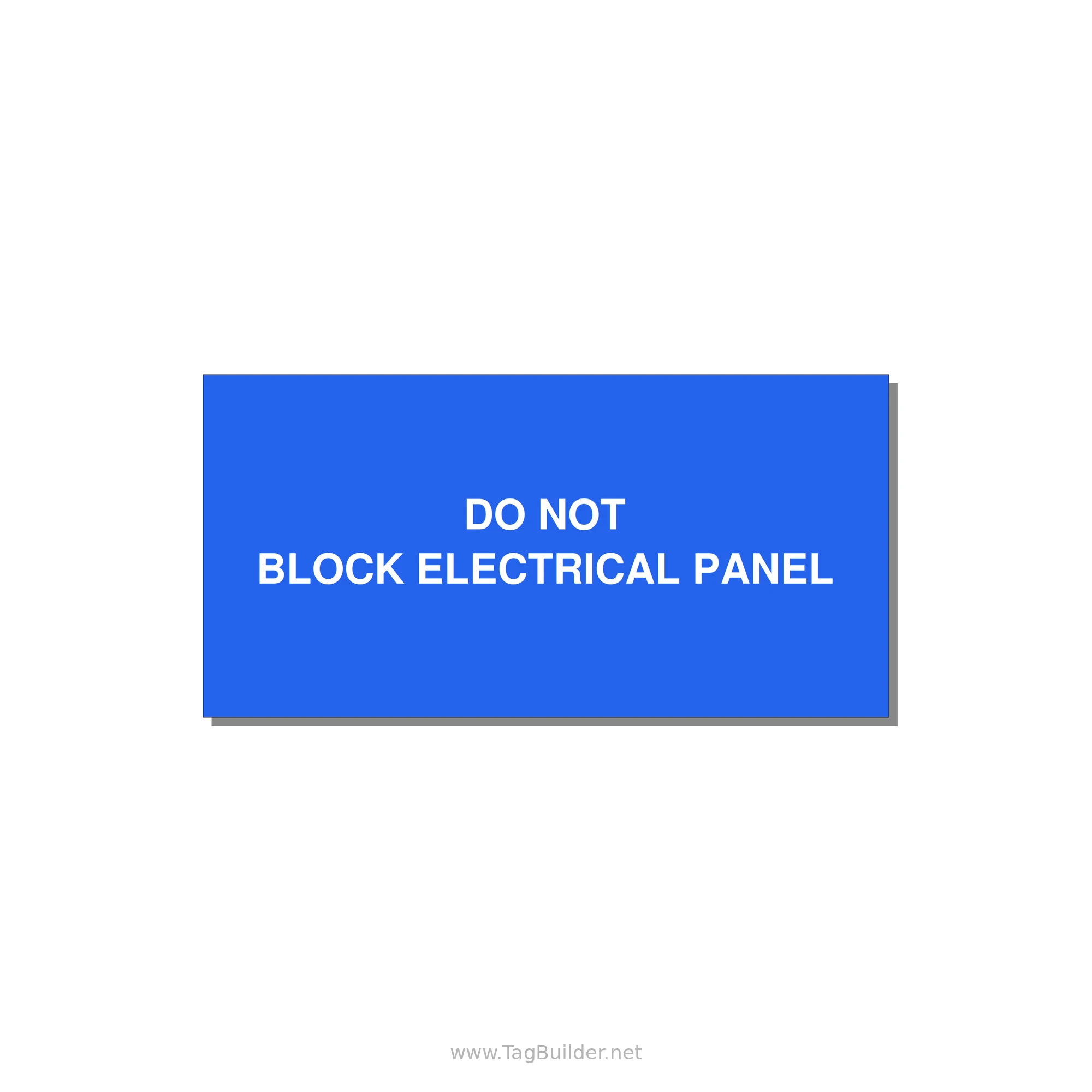 4.0x2.0" Electrical Safety Label - DO NOT BLOCK ELECTRICAL P — 4x2" White on Blue, Adhesive