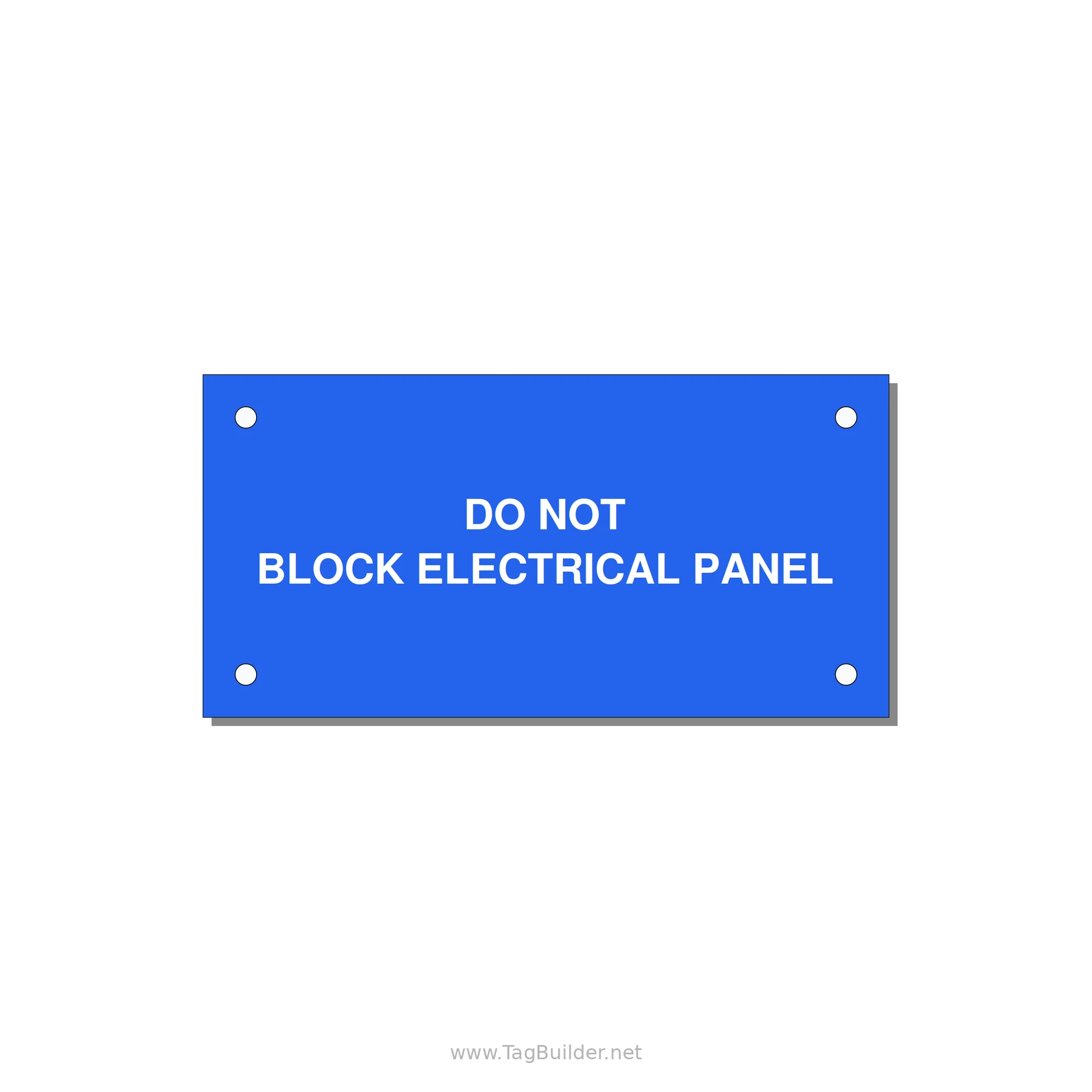 4.0x2.0" Electrical Safety Label - DO NOT BLOCK ELECTRICAL P — 4x2" White on Blue, Holes