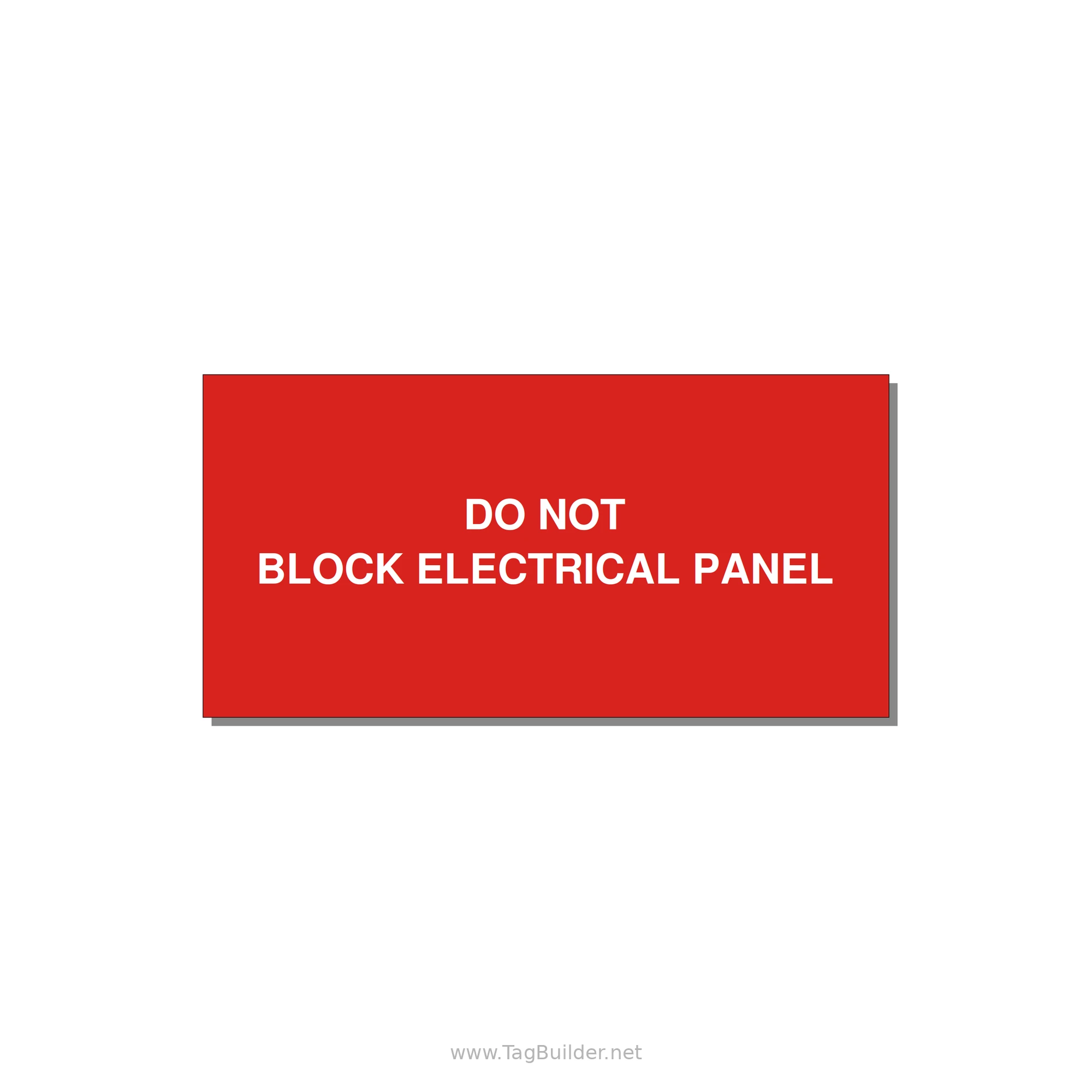4.0x2.0" Electrical Safety Label - DO NOT BLOCK ELECTRICAL P — 4x2" White on Red, Adhesive