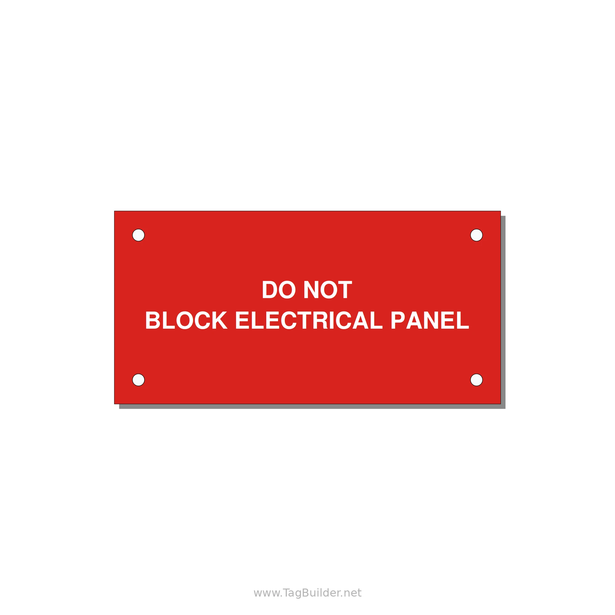 4.0x2.0" Electrical Safety Label - DO NOT BLOCK ELECTRICAL P — 4x2" White on Red, Holes