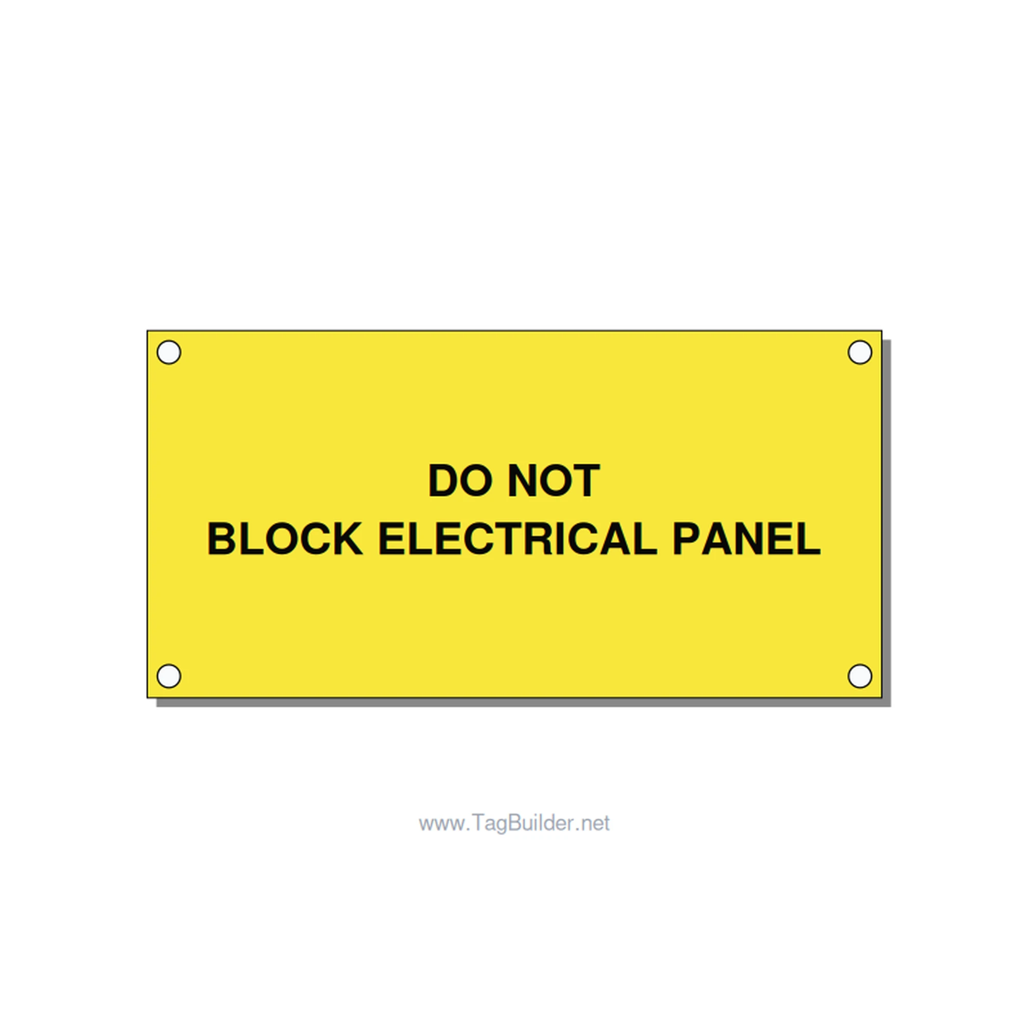 4.0x2.0" Electrical Safety Label - DO NOT BLOCK ELECTRICAL P, Black/Yellow, Hole