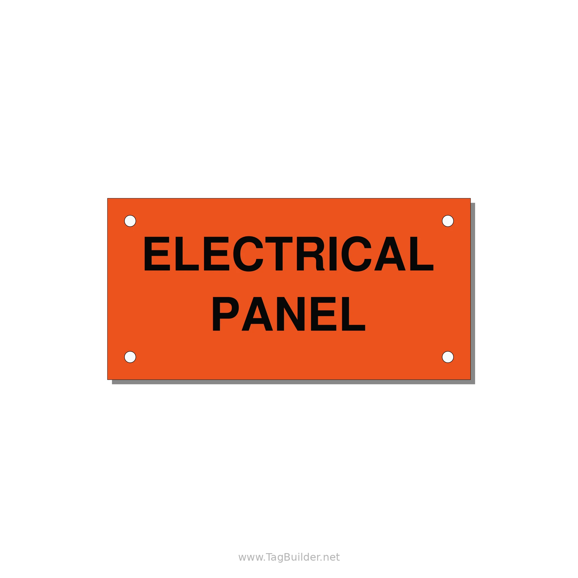 4.0x2.0" Electrical Safety Label - ELECTRICAL PANEL — 4x2" Black on Orange, Holes