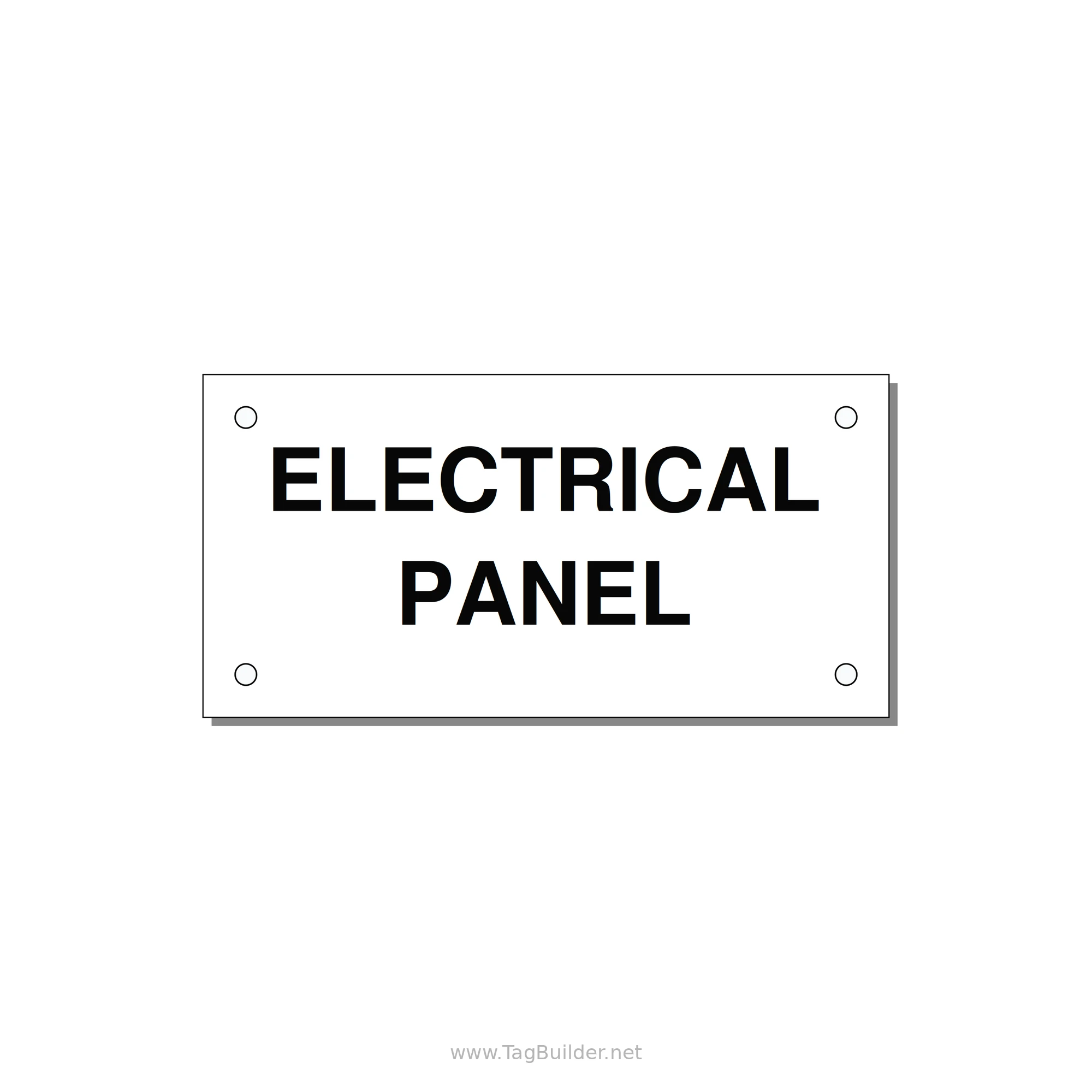 4.0x2.0" Electrical Safety Label - ELECTRICAL PANEL — 4x2" Black on White, Holes