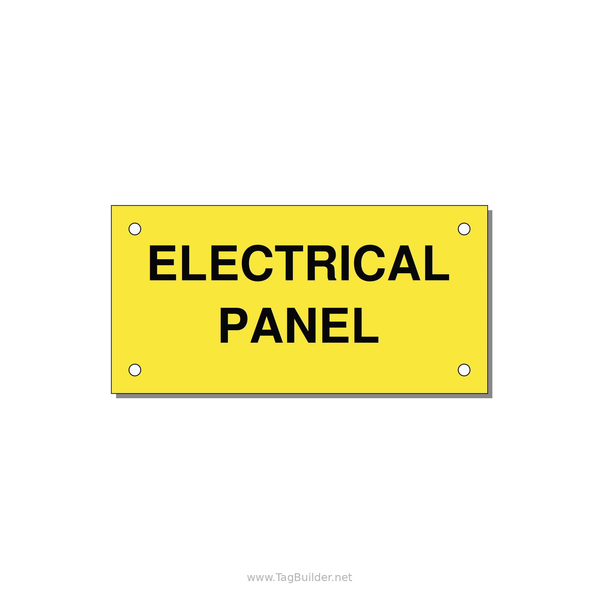 4.0x2.0" Electrical Safety Label - ELECTRICAL PANEL — 4x2" Black on Yellow, Holes