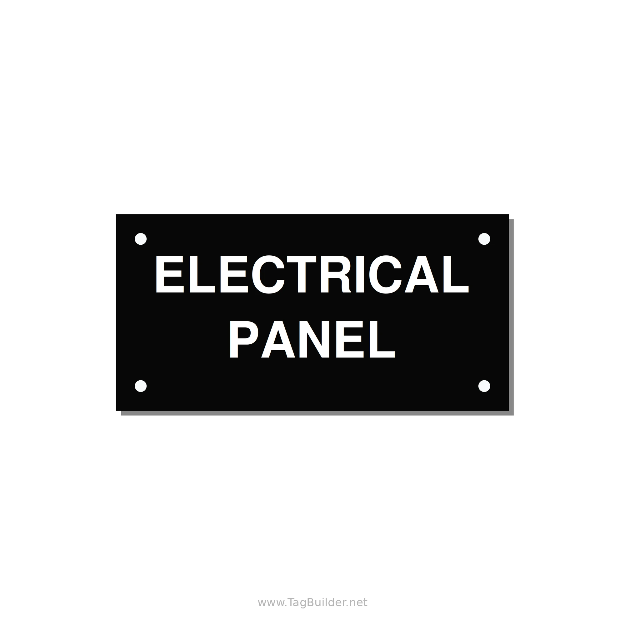 4.0x2.0" Electrical Safety Label - ELECTRICAL PANEL — 4x2" White on Black, Holes