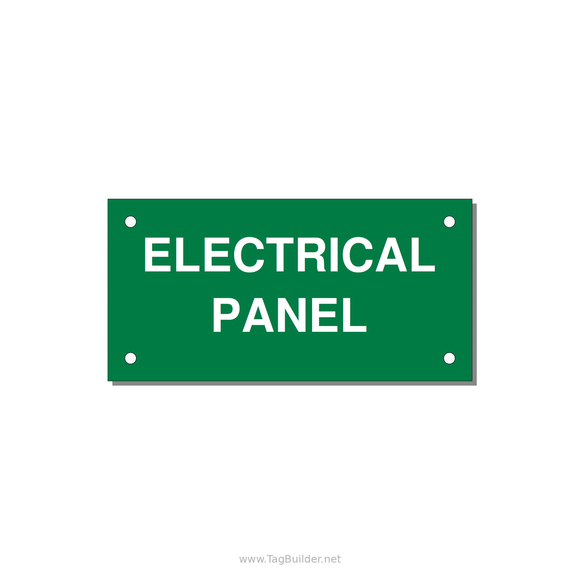 4.0x2.0" Electrical Safety Label - ELECTRICAL PANEL — 4x2" White on Green, Holes