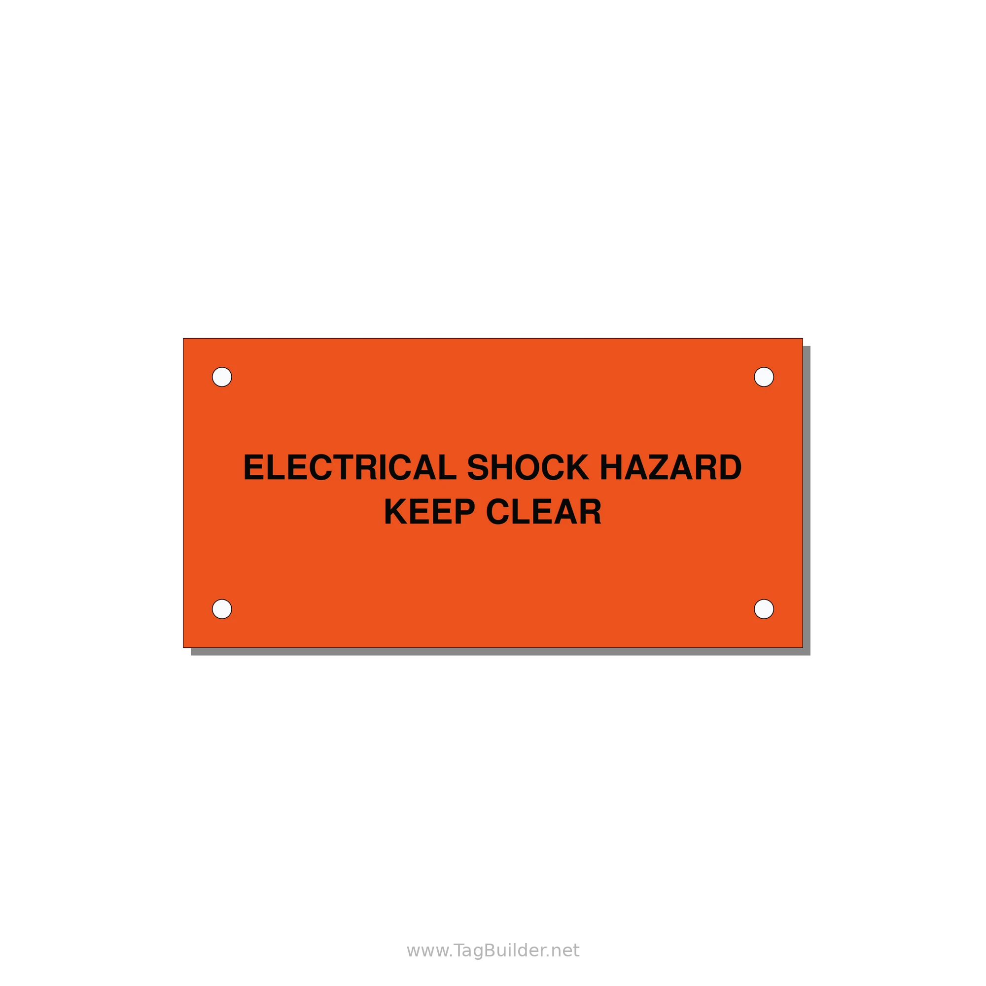 4.0x2.0" Electrical Safety Label - ELECTRICAL SHOCK HAZARD K — 4x2" Black on Orange, Holes